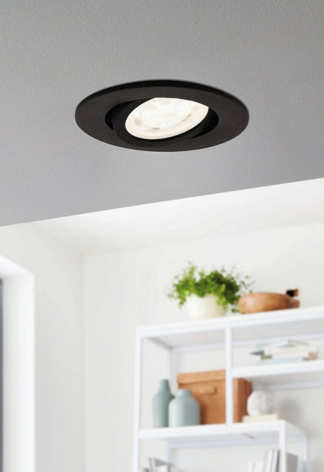 EGLO Deckenleuchte SALICETO-Z, LED fest integriert, warmweiß - kaltweiß,  Deckenleuchte in schwarz aus Alu - 5W - warmweiß - kaltweiß, Deckenleuchte  SALICETO-Z überzeugt durch Qualität und Langlebigkeit