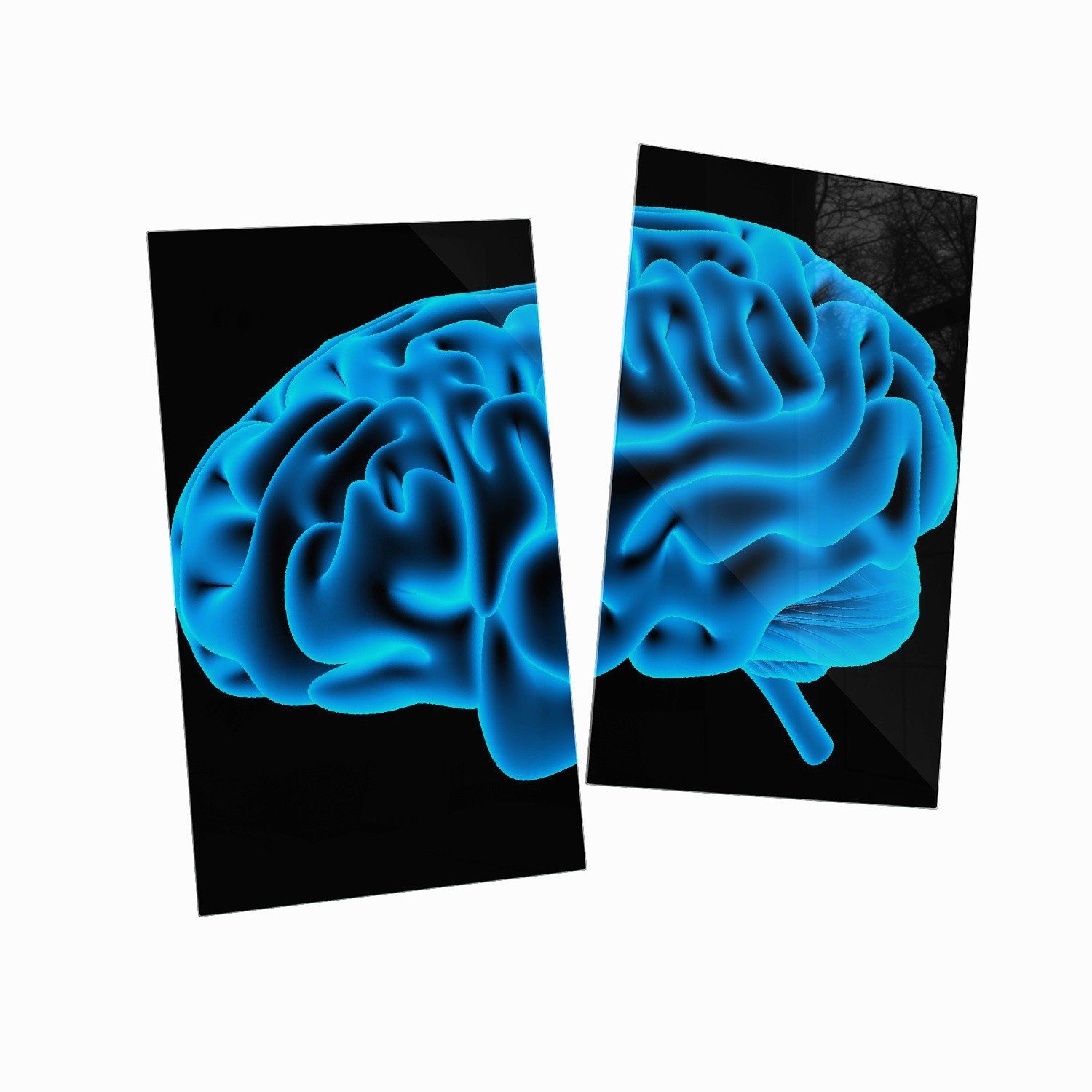 ESG-Sicherheitsglas, tlg., 5mm Wallario blauer Herd-Abdeckplatte Gehirn inkl. Größen 2 (Glasplatte, leuchtend Farbe, Noppen), verschiedene Menschliches in