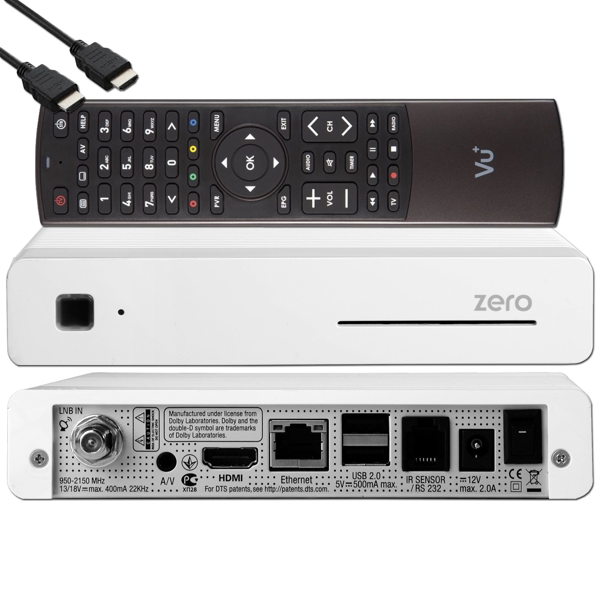 VU+ Plus Zero E2 Linux Full HD Sat Receiver White + 300Mbit WLAN Stick | XXX390