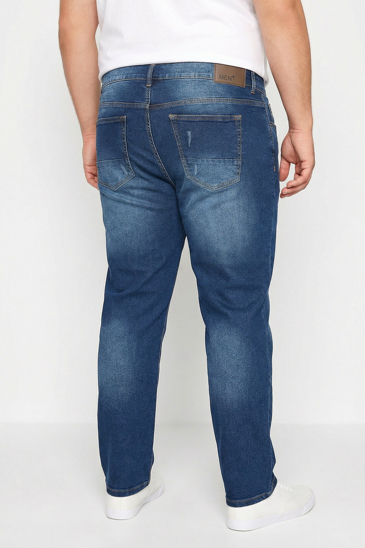 Men Plus 5-Pocket-Jeans Jeans Bauchfit Regular Fit 5-Pocket Destroys