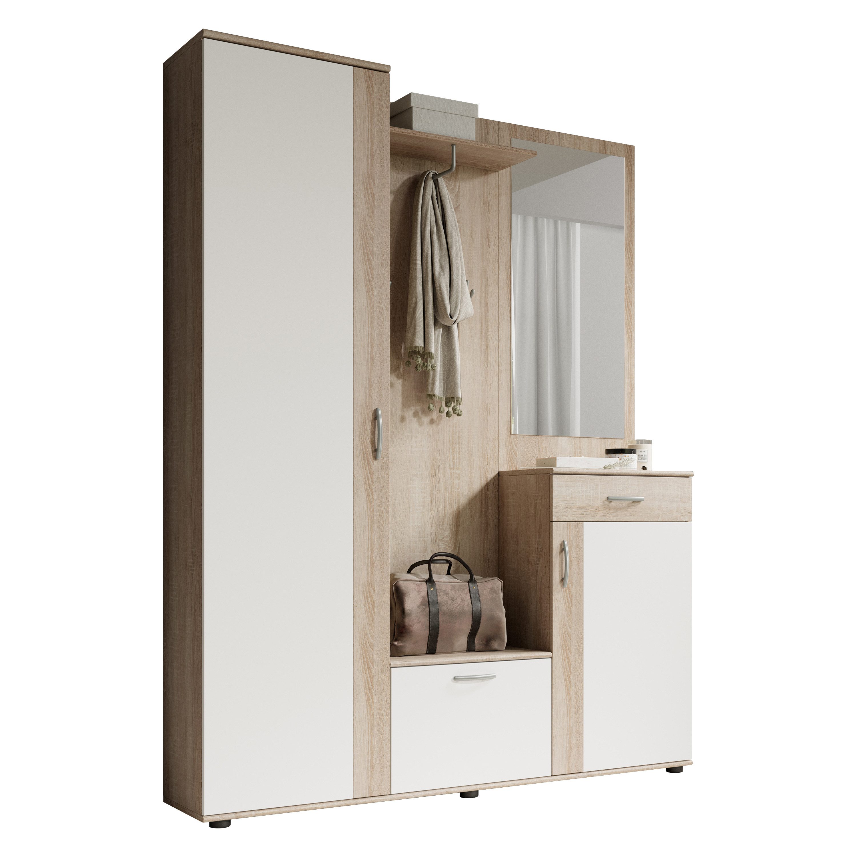 Kompaktgarderobe Patent von Bega Sonoma Eiche / Weiss günstig online kaufen
