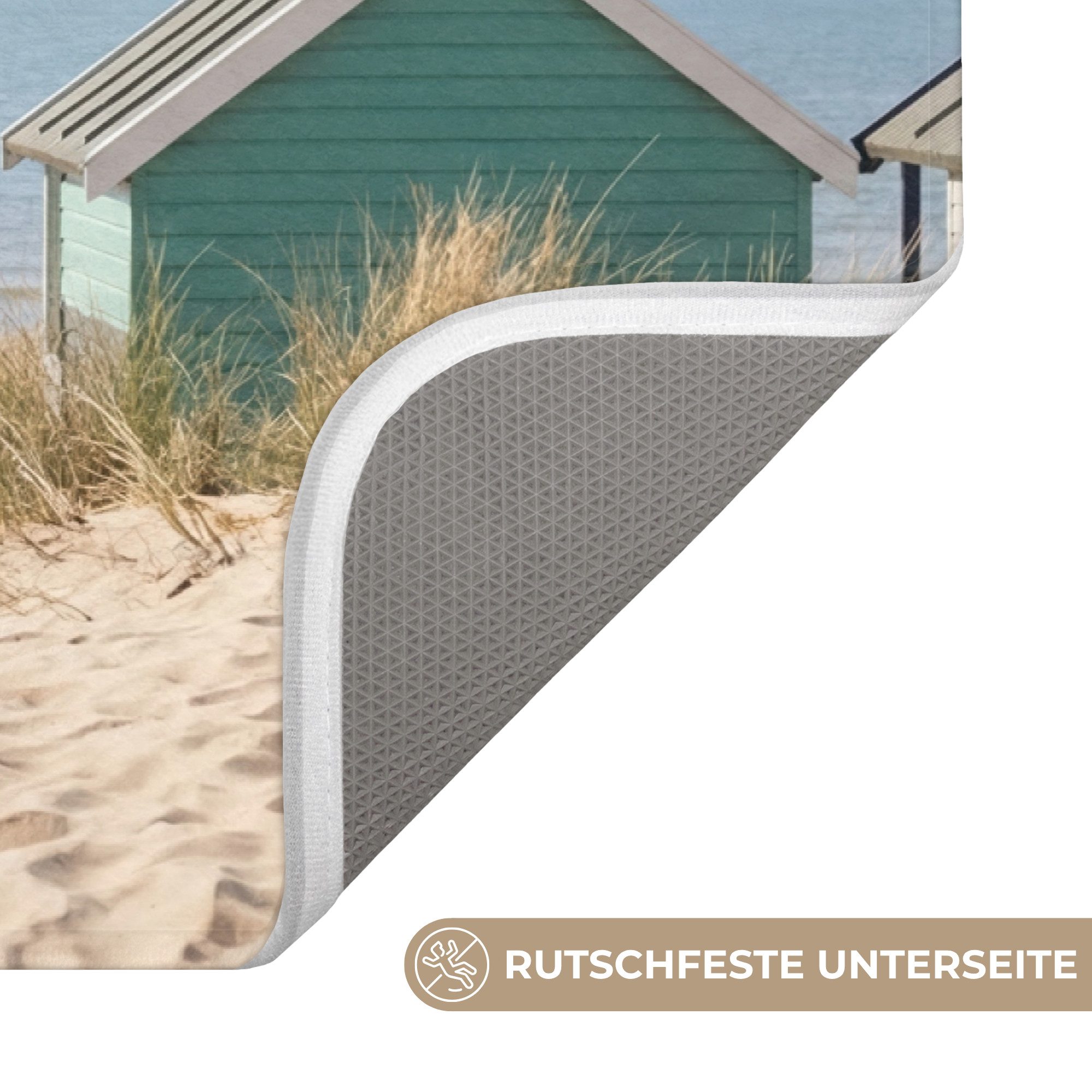 OnlyWow Badematte Strand - Ferienhäuser - Farbenfroh - Dünen, Höhe 10 mm, Polyester, Rechteckig, Badezimmerteppich, Badteppich, Rutschfest, Badvorleger, Waschba – Bild 3 von 5