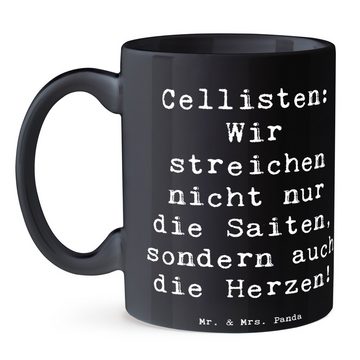 Mr. & Mrs. Panda Tasse Herzstreicher - Schwarz - Geschenk, Cello, Musik, Instrument, Kaffeet, Keramik, Brillante Bedruckung