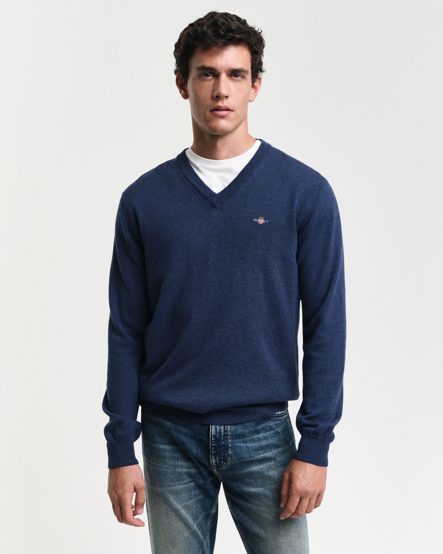 Gant V-Ausschnitt-Pullover COTTON/WOOL normale Passform, Вязаные свитера