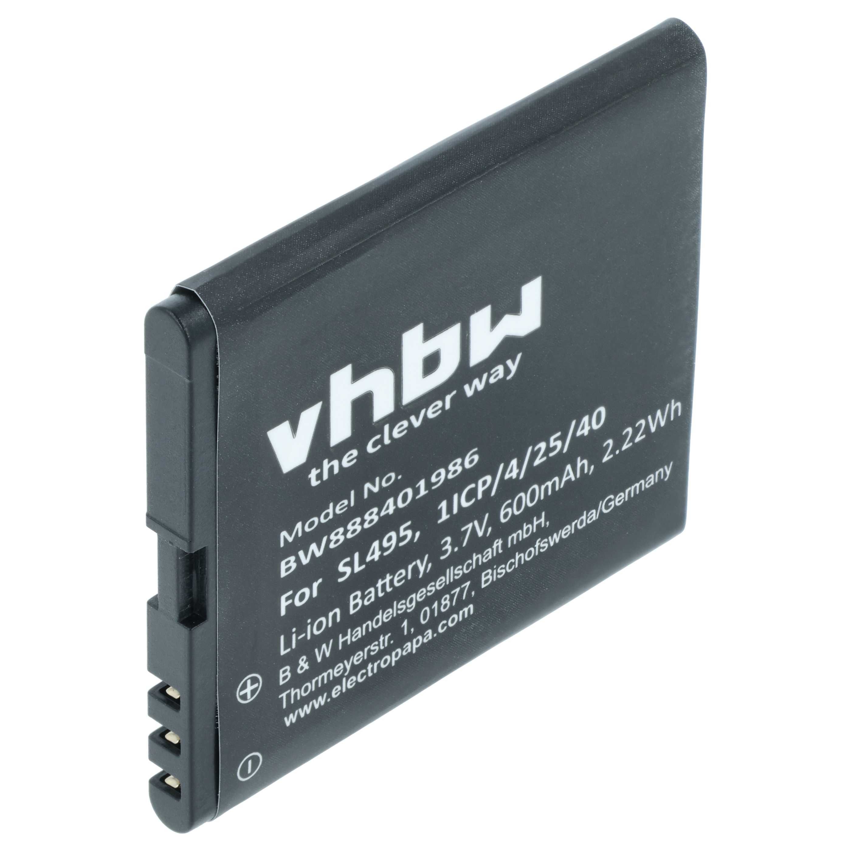 vhbw Akku passend für Bea-fon SL595 Plus, SL595, SL495 Klapphandy / Smartphone-Akku Akku Li-Ion 600 mAh (3,7 V, 1 St), Leistungsfähiger Austausch-Akku für Telefon, Smartphone