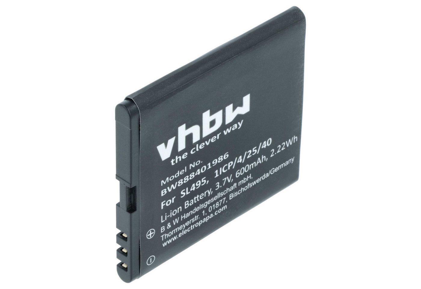 vhbw Akku passend für Bea-fon SL595 Plus, SL595, SL495 Klapphandy / Smartphone-Akku Akku Li-Ion 600 mAh (3,7 V, 1 St), Leistungsfähiger Austausch-Akku für Telefon, Smartphone