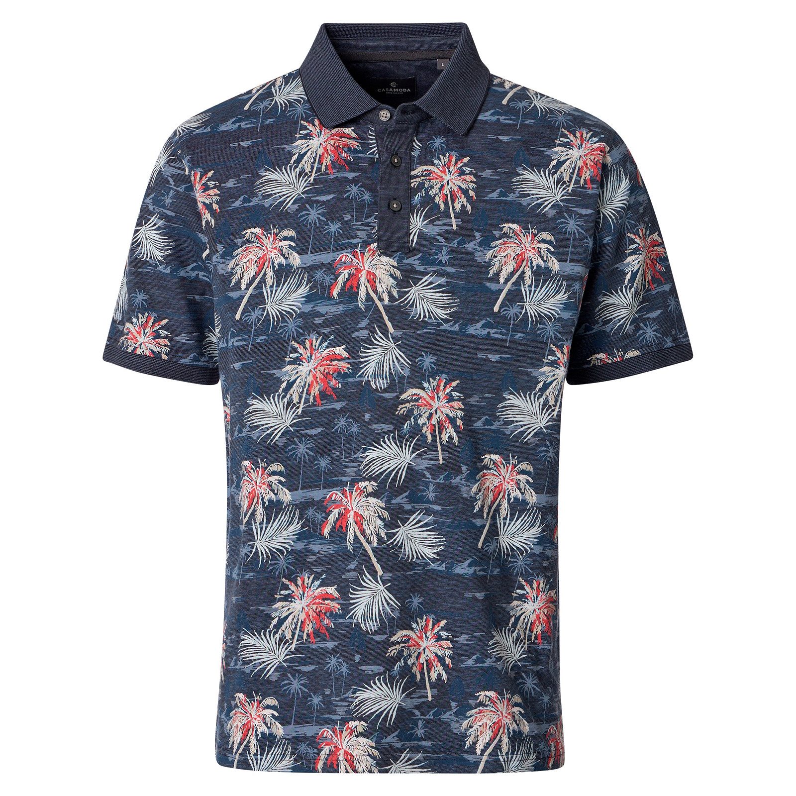 CASAMODA Poloshirt CasaModa XXL Poloshirt navy-mint-rot Palmenprint