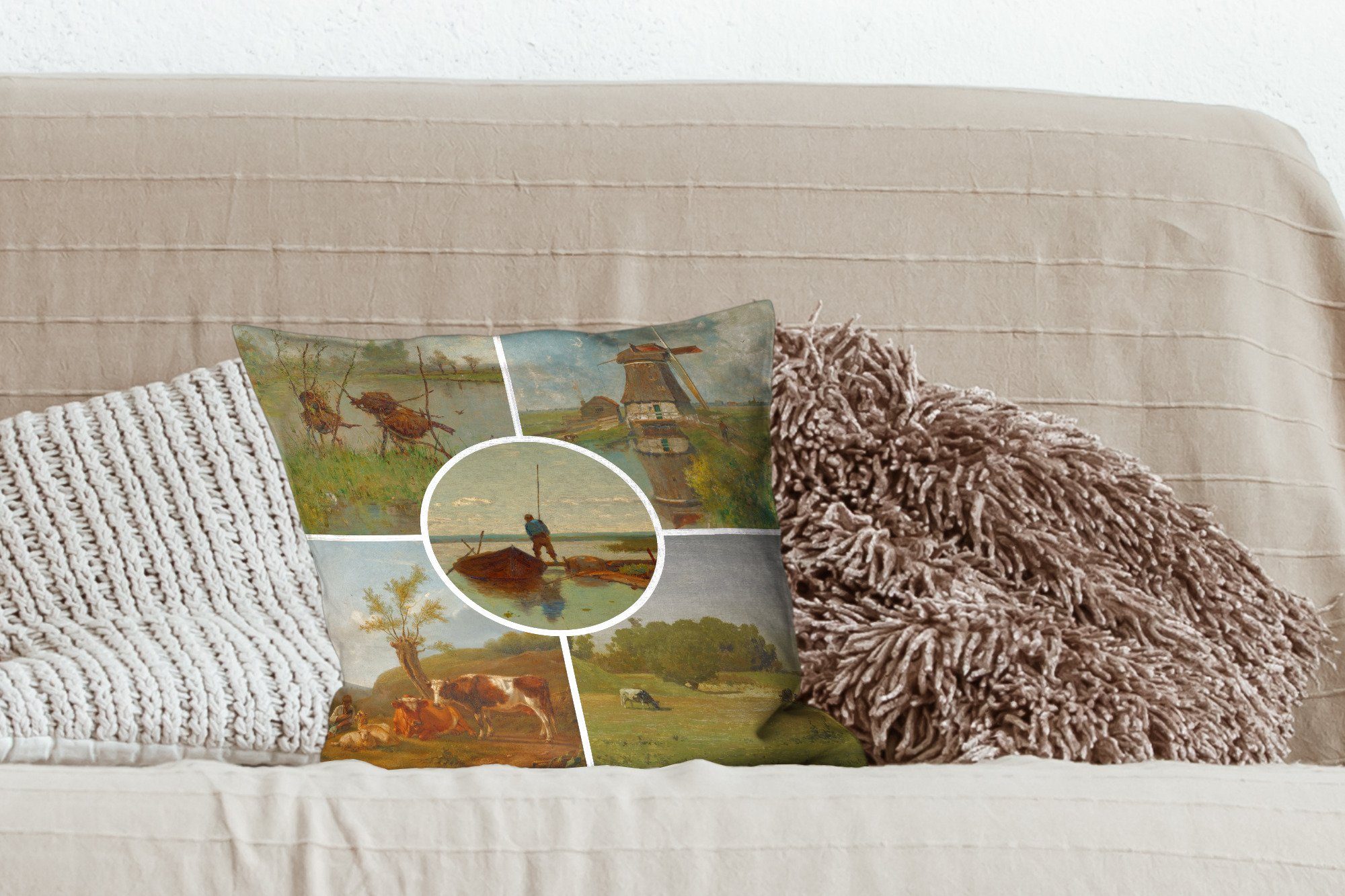Niederlande Wohzimmer, MuchoWow Deko, - Collage, - Zierkissen Füllung Dekokissen Sofakissen Schlafzimmer, mit für Kunst