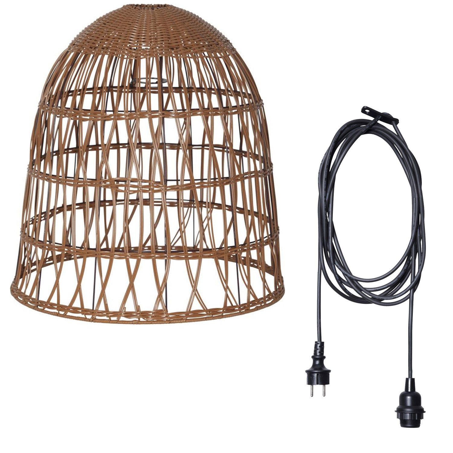 MARELIDA Hängeleuchte Lampenschirm BELL Rattanstil outdoor günstig online kaufen