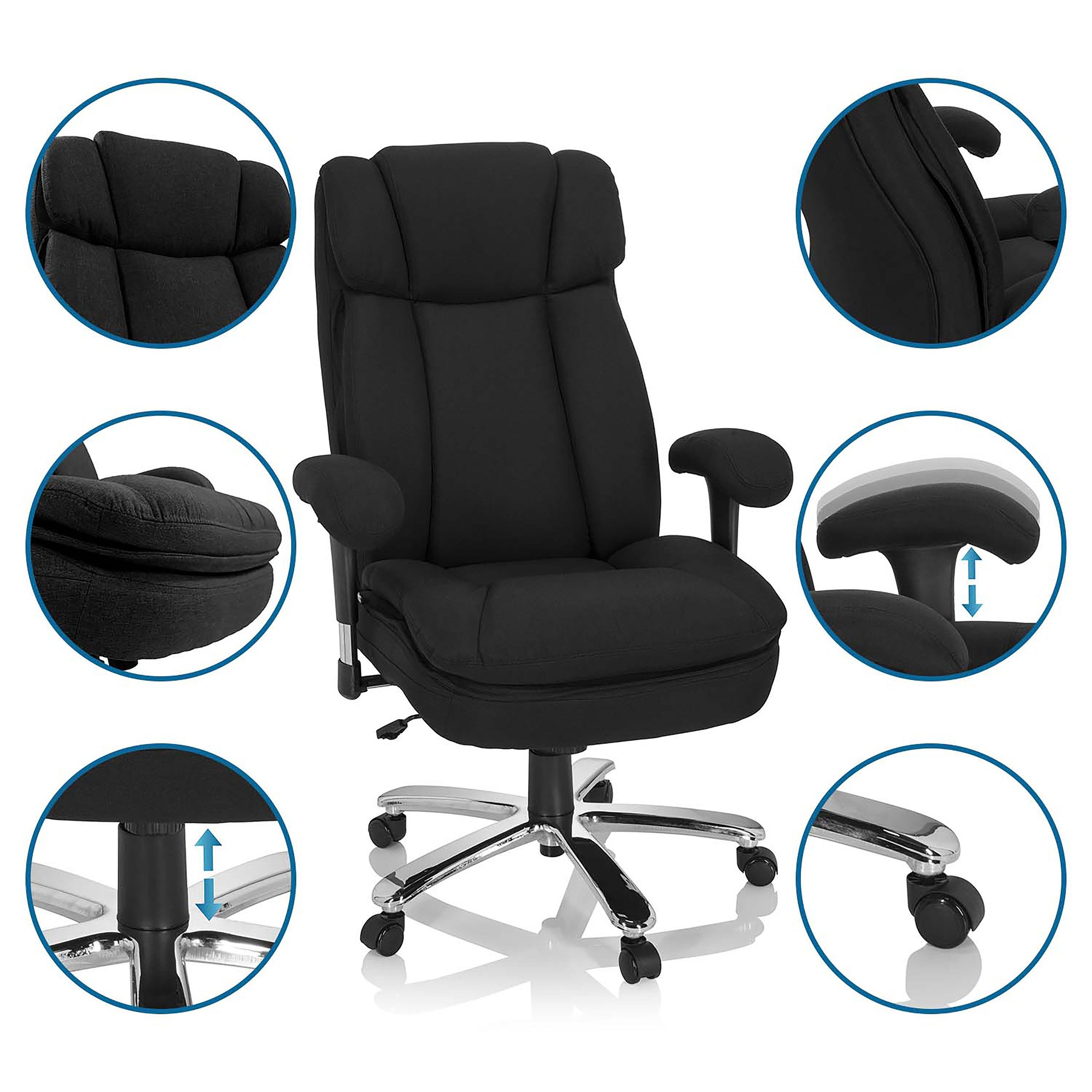 hjh OFFICE Drehstuhl XXL Drehstuhl BUILDER XXL I Stoff (1 St), XXL Chefsessel Bürostuhl ergonomisch