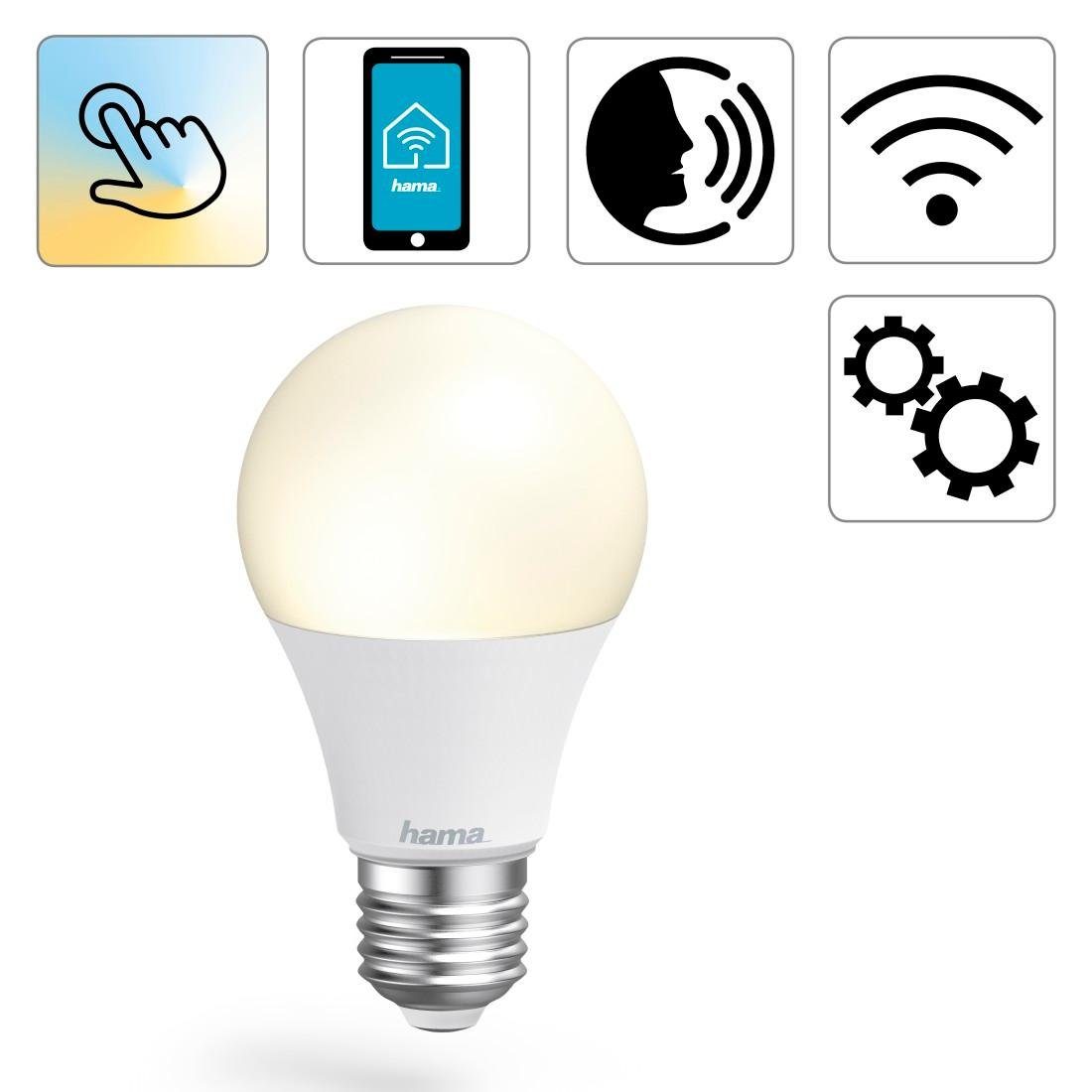 Hama »WLAN-LED-Lampe, E27, 10W, dimmbar, Birne, für Sprach-/App-Steuerung, Weiß« Smarte Lampe, Lichtfarbe: Warmweiß bis Tageslicht Farbtemperatur: 2700 - 6500 K Dimmbar: Ja Lampen Sockel: E 27-kaufen