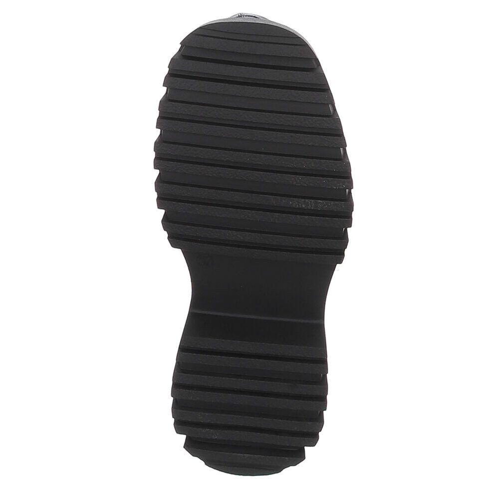 Ital-Design Knielange Stiefel mit robuster Sohle und Schnürverschluss Plateaustiefel (91154484) Blockabsatz Stiefel in Schwarz