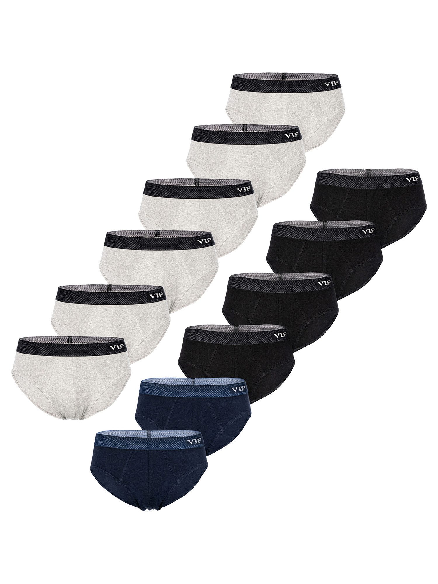 VIP Slip Premium Jersey Stretch - 12er Set - klassische Unterhosen (12-St) Unterwäsche Männer Herren Uni Baumwoll-Mix (95% Baumwolle) 12-Pack