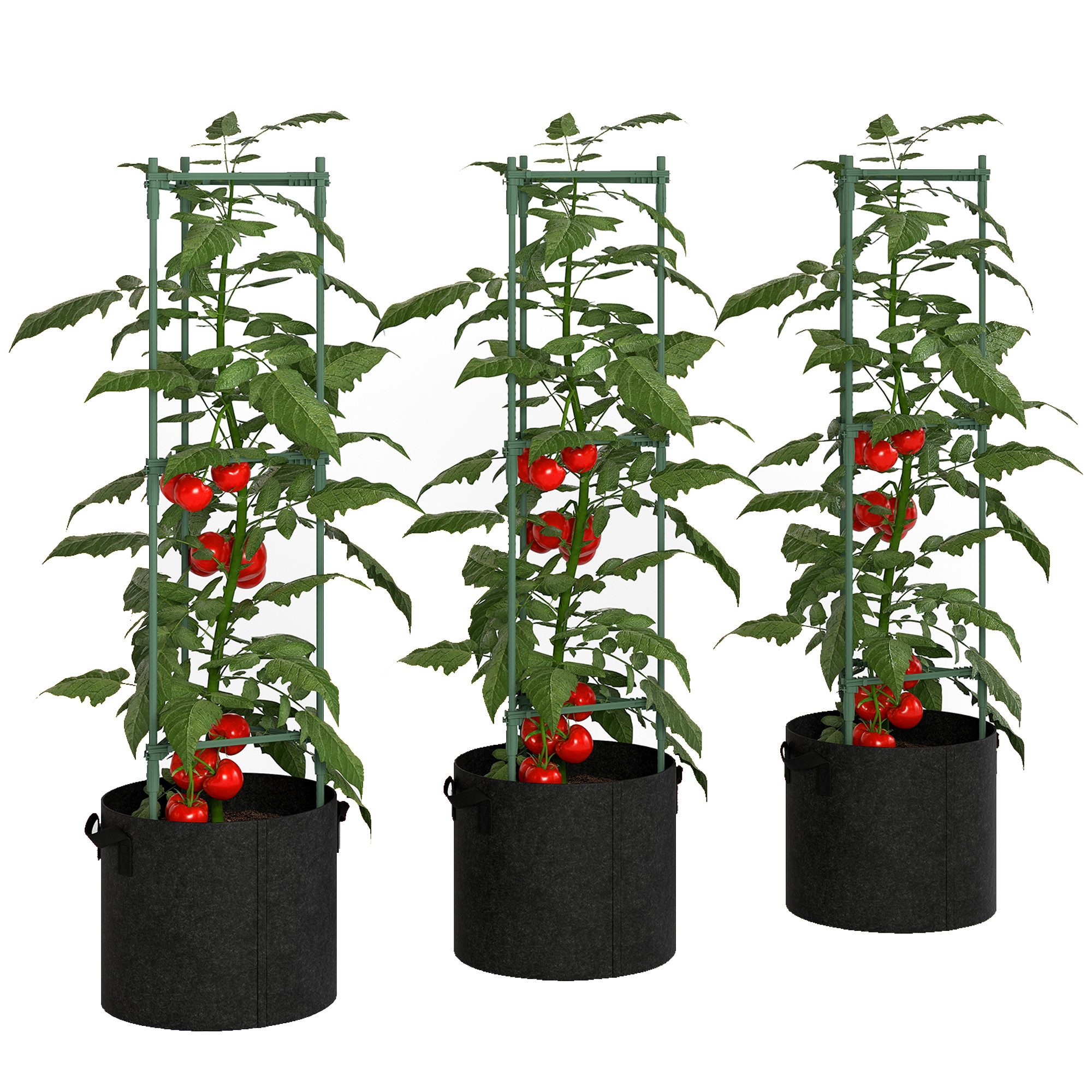 Outsunny Hochbeet mit Rankgitter, 83,7 Liter Säcken (Tomatenstütze, 3 St., günstig online kaufen