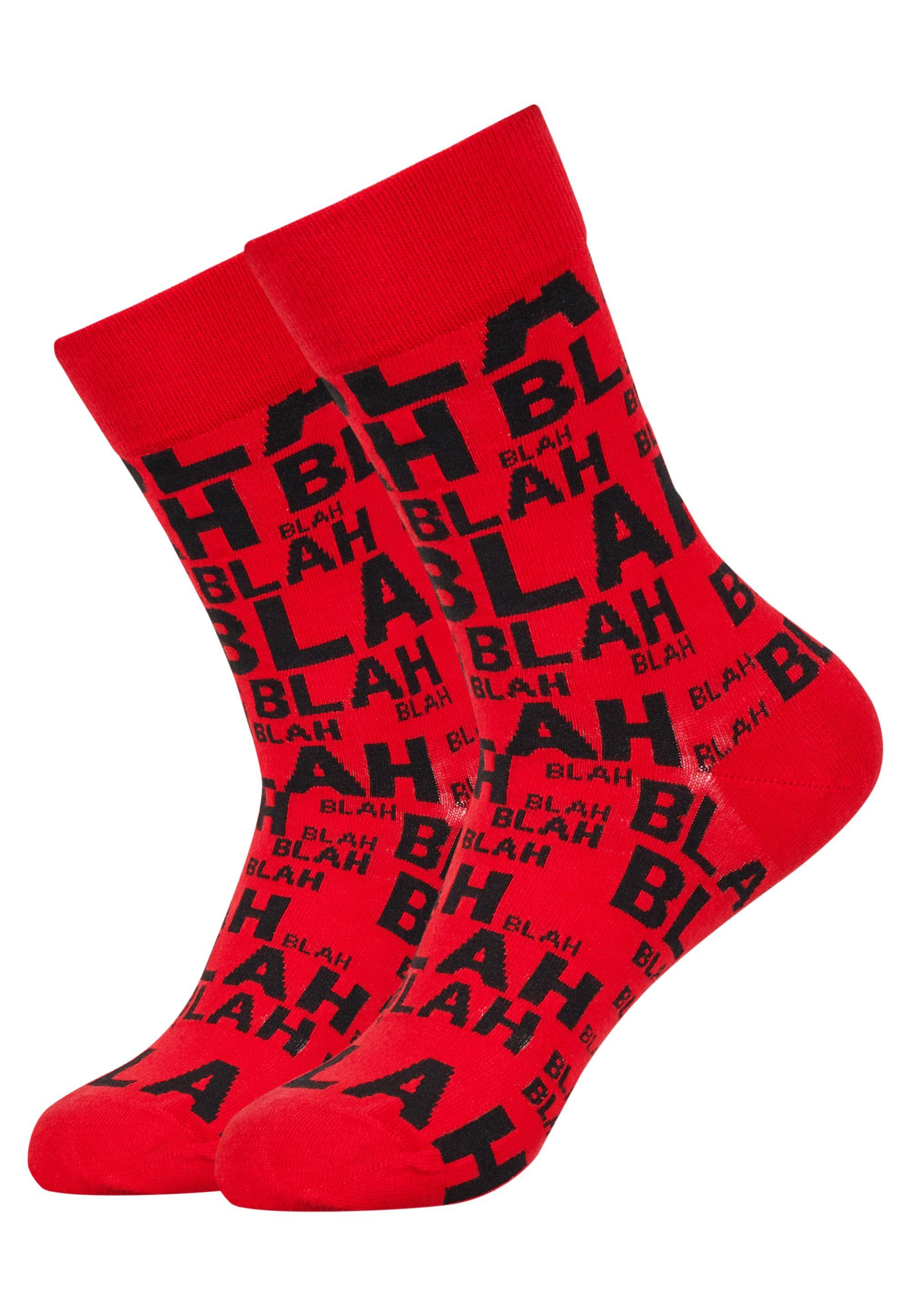 Schriftzug Socken Mxthersocker mit (3-Paar) - trendigem rot UNHINGED BLAH-BLAH