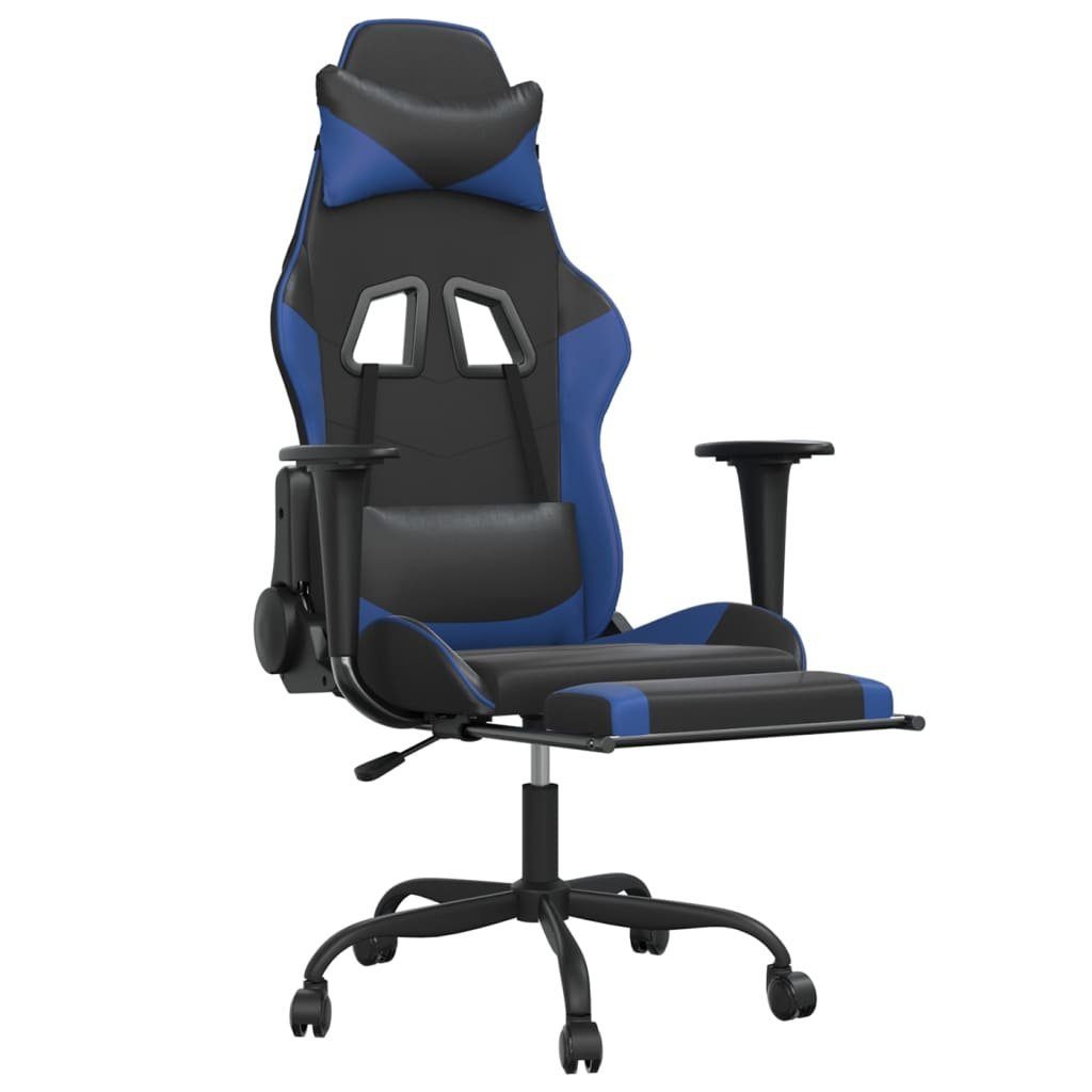 Blau Schwarz Fußstütze St) Kunstleder (1 Gaming-Stuhl mit furnicato und