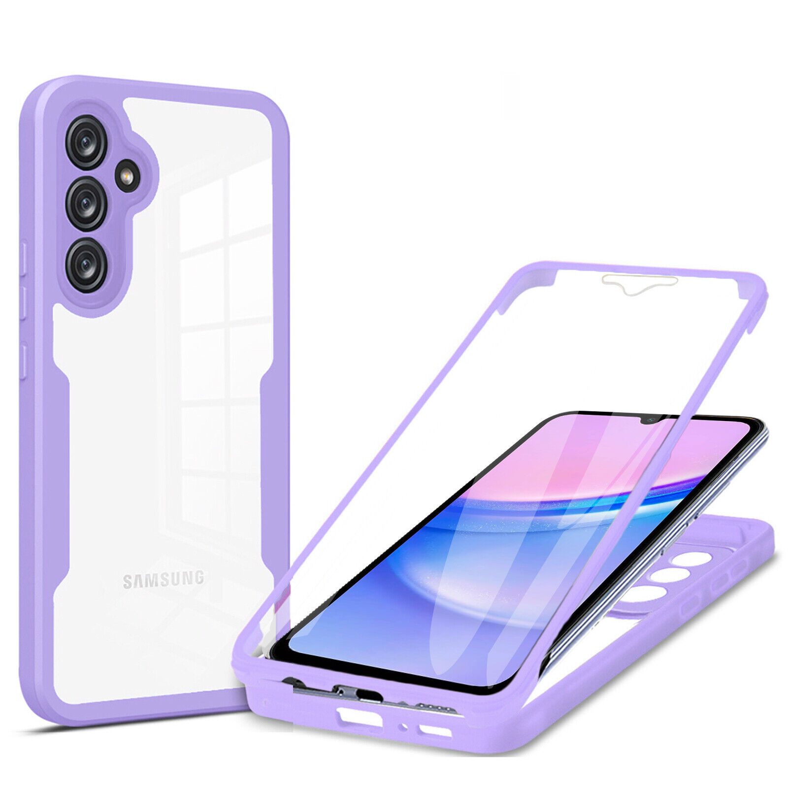 betterfon Handyhülle für Samsung A15 2-teiliges 360° TPU Schutzcase, Vollschutz Case mit integriertem Displayschutz und klarer Sicht