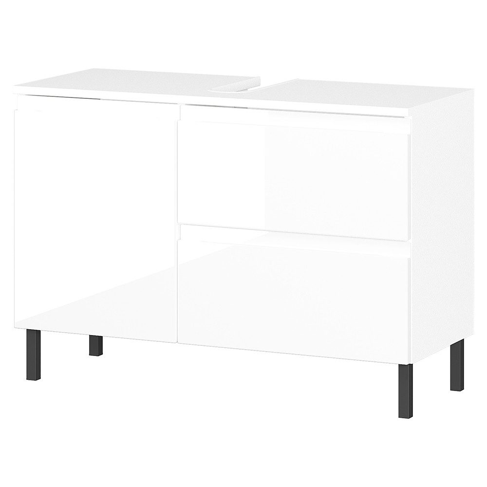 Lomadox Waschbeckenschrank SALO-01 weiß Front Hochglanz günstig online kaufen