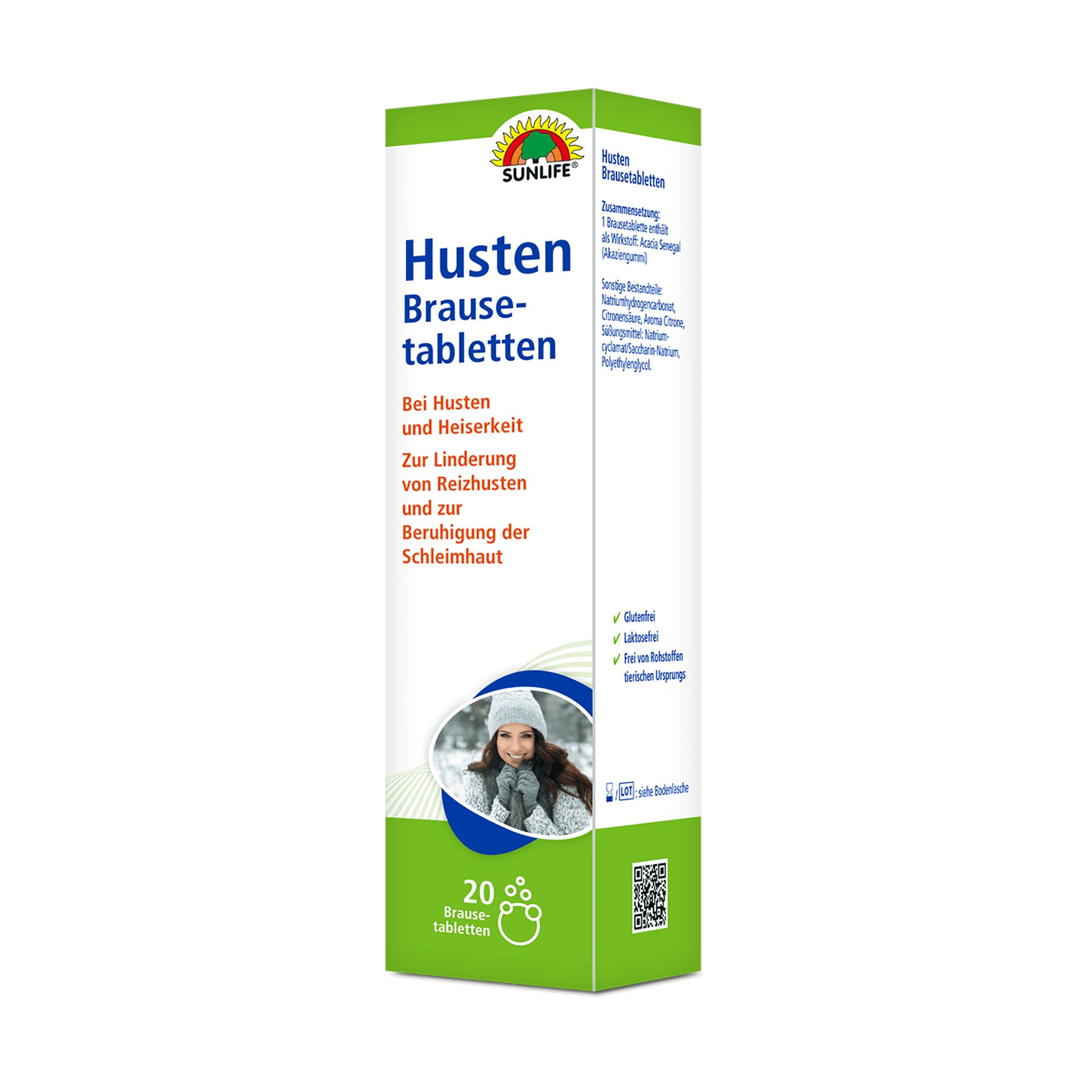 SUNLIFE SUNLIFE® Husten Brausetabletten Hustenstiller Erkältung Reiz Schleim 2-3 mal täglich 1 Brausetablette in Wasser auflösen & schluckweise trinken