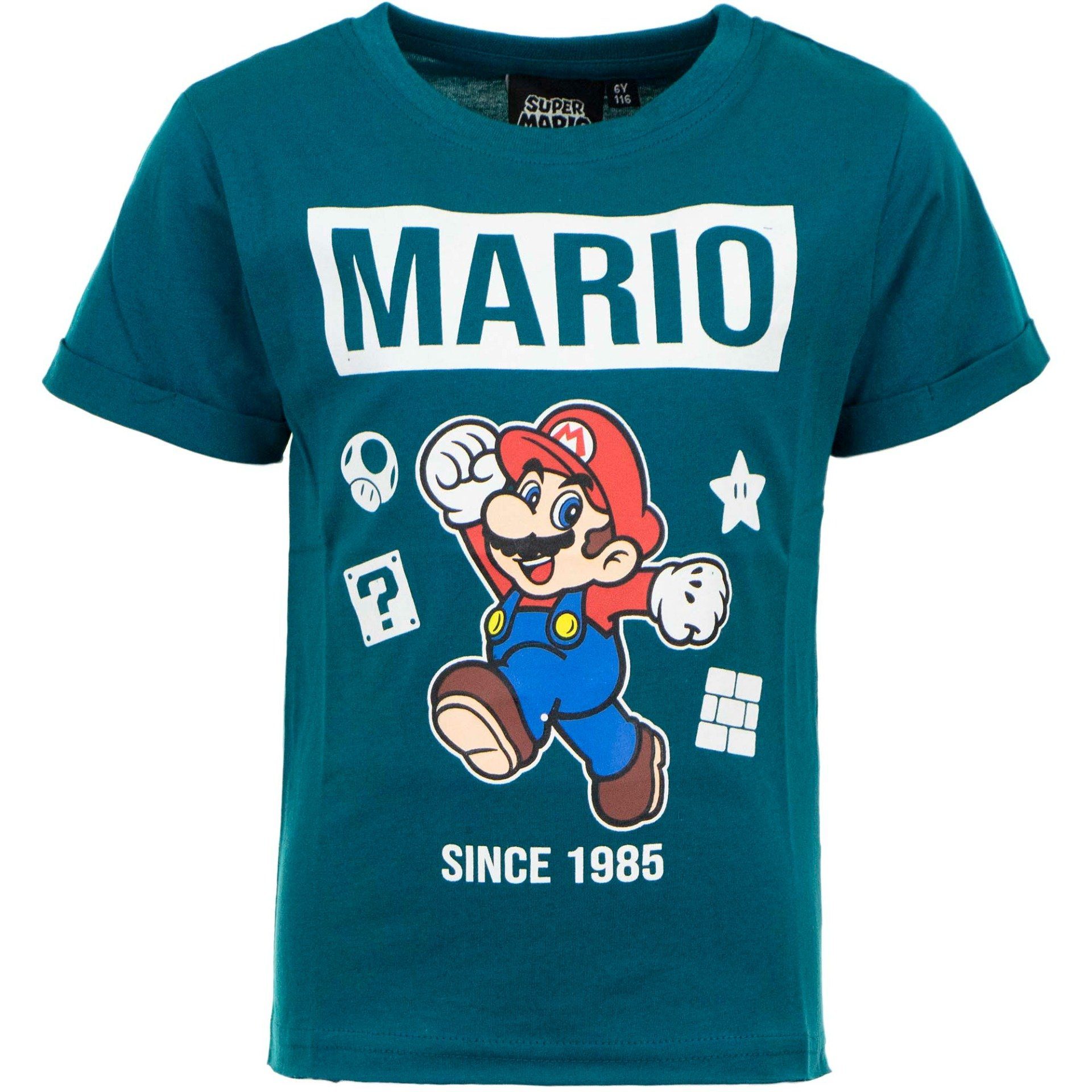 Kinder Kids (Gr. 92 -146) Super Mario Print-Shirt Super Mario Kinder T-Shirt Petrol since 1985 Jungen und Mädchen Gr. 98 104 110
