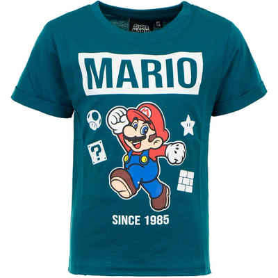 Super Mario Print-Shirt Super Mario Kinder T-Shirt Petrol since 1985 Jungen und Mädchen Gr. 98 104 110 116 122 128 ca. 3 4 5 6 7 8 Jahre