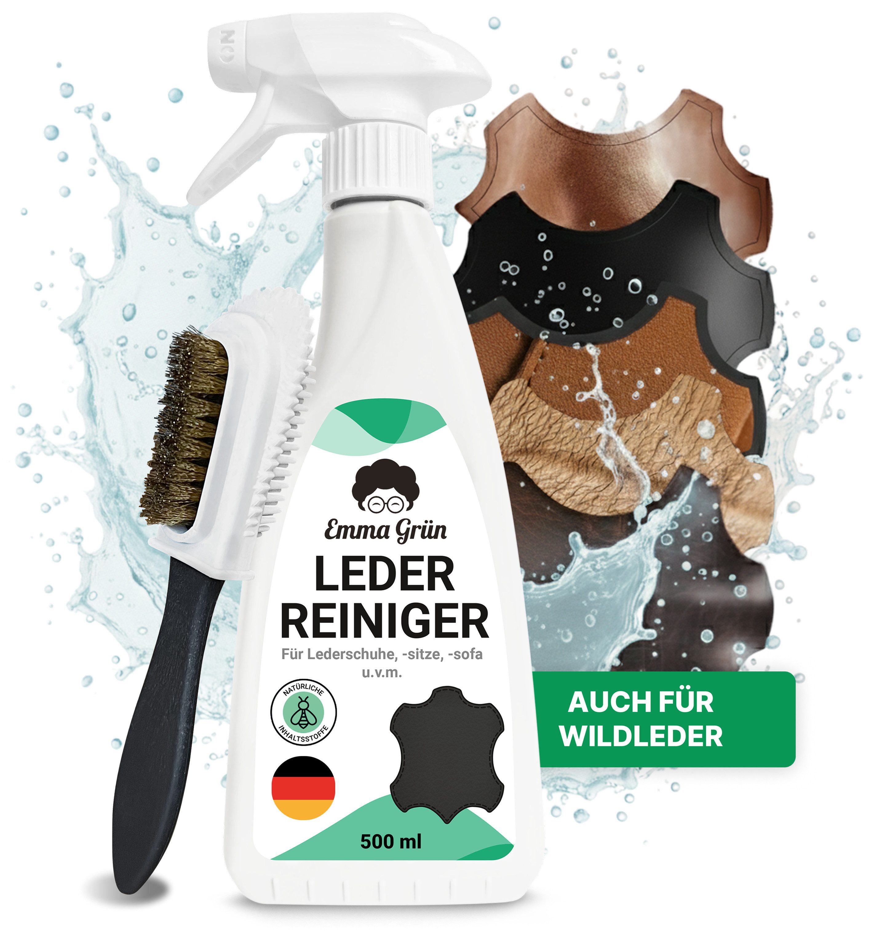 Emma Grün Lederreiniger mit Wildlederbürste Lederreiniger
