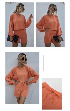 AFAZ New Trading UG Anzug Einfarbiger Sommer-Strickanzug für Damen mit Rundhalsausschnitt