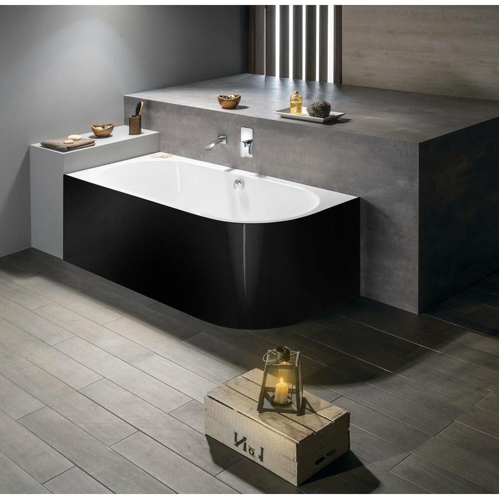 Polysan s.r.o. Badewanne VIVA L MONOLITH asymmetrische Badewanne 170x75x60cm, weiß/schwarz, (1-tlg)