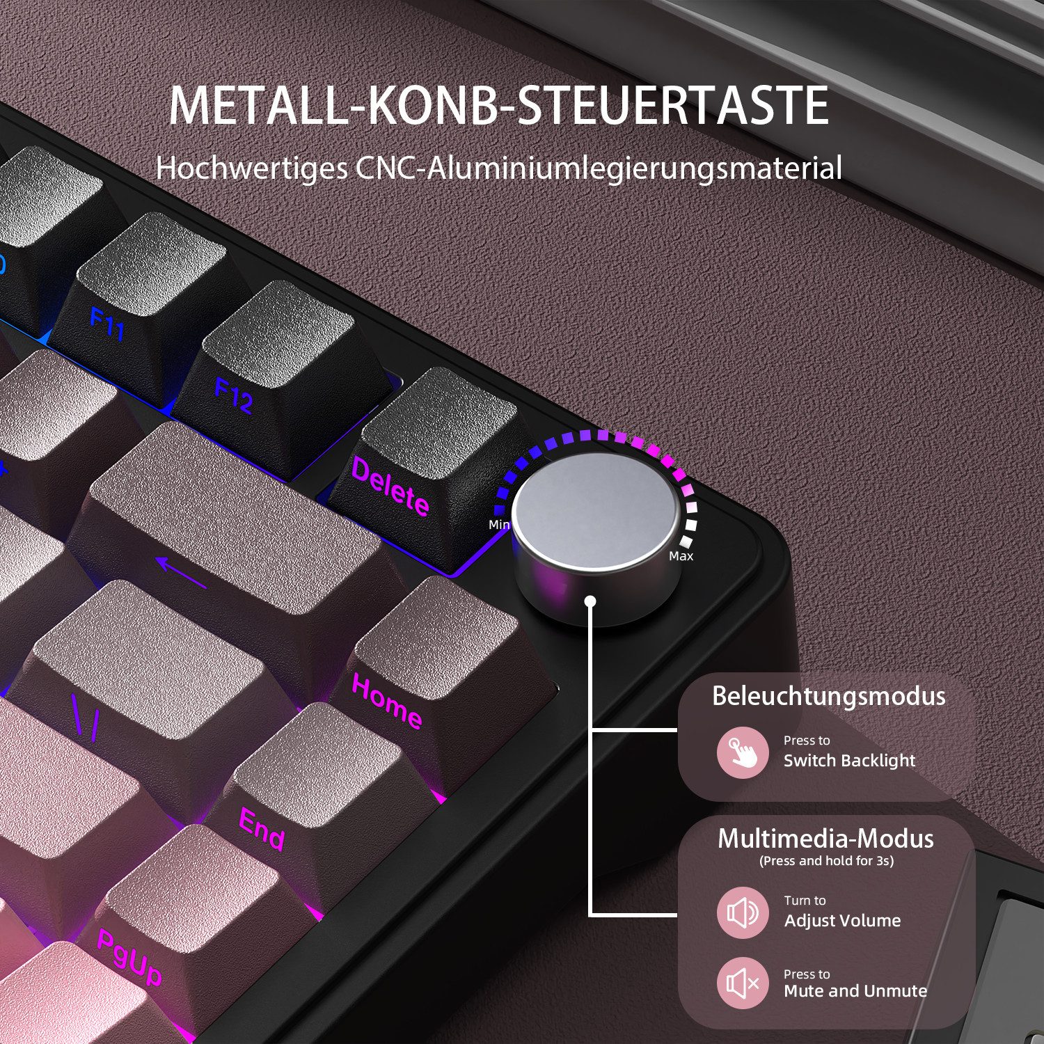 ATTACK SHARK ATTACK SHARK X85 Tri-Mode Gasket Mechanische Tastatur mit Knopf Gaming-Tastatur