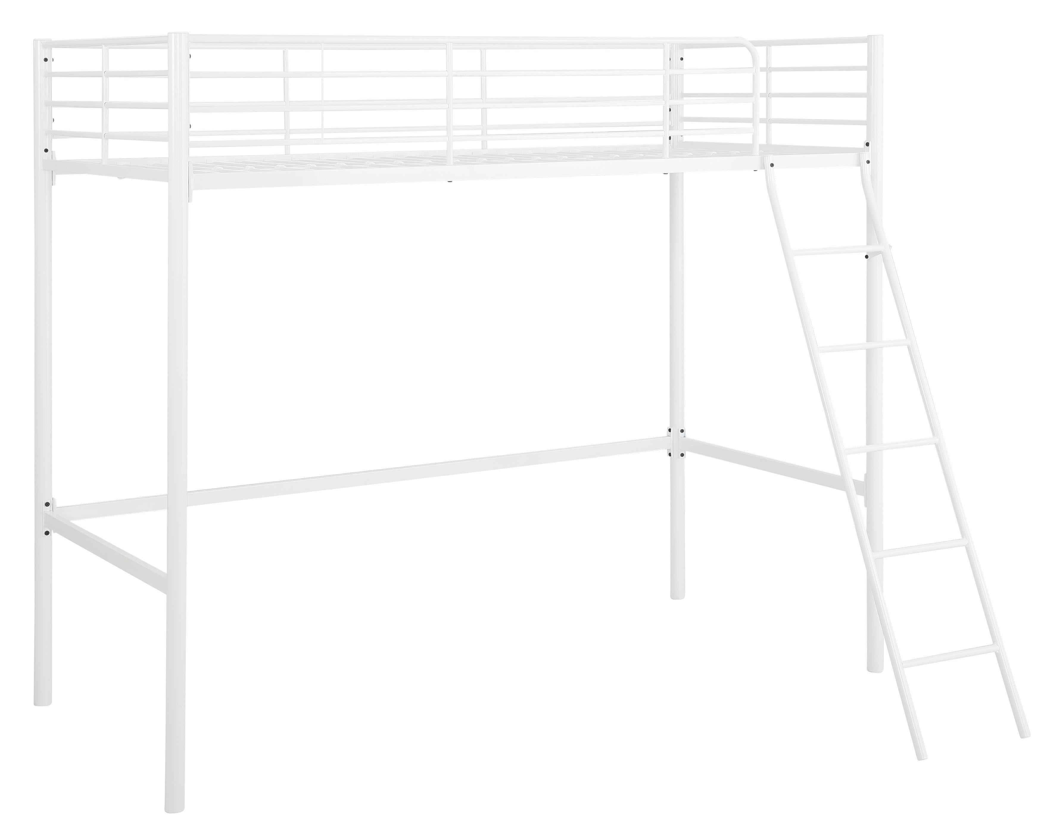 OTTO home Hochbett Hayo, Zeitloses Metallbett, in mehreren Farben (Gesamtmaße (B/T/H) ca. 208/159/186 cm) inkl. Lattenrost, Absturzsicherung und Leiter aus Metall