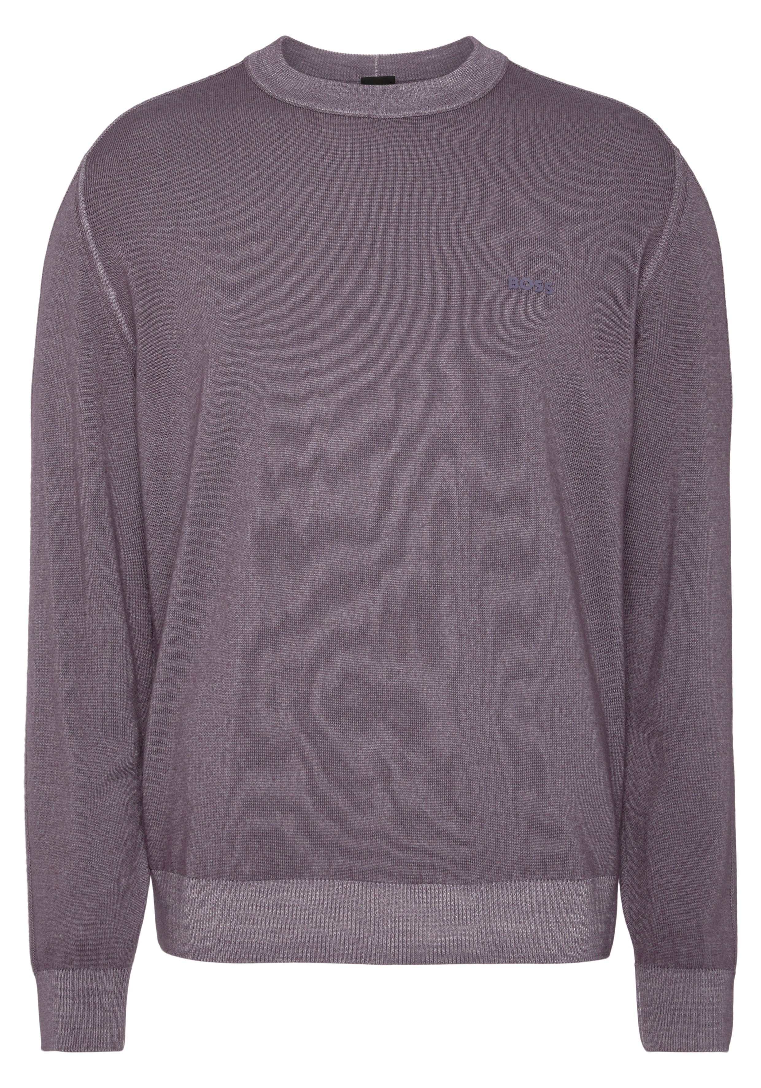 BOSS ORANGE Strickpullover Astefe mit Rundhalsausschnitt Medium Purple