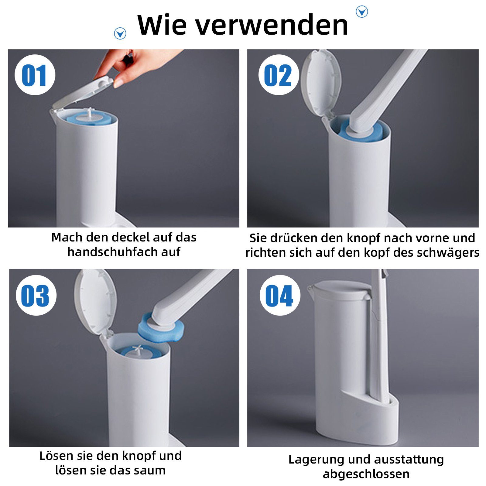 TWSOUL Bürstenkopf, Rotierender Einweg-Toilettenbürsten-Set den für Haushalt, Reinigungsbürsten-Set Flip-Top-Design