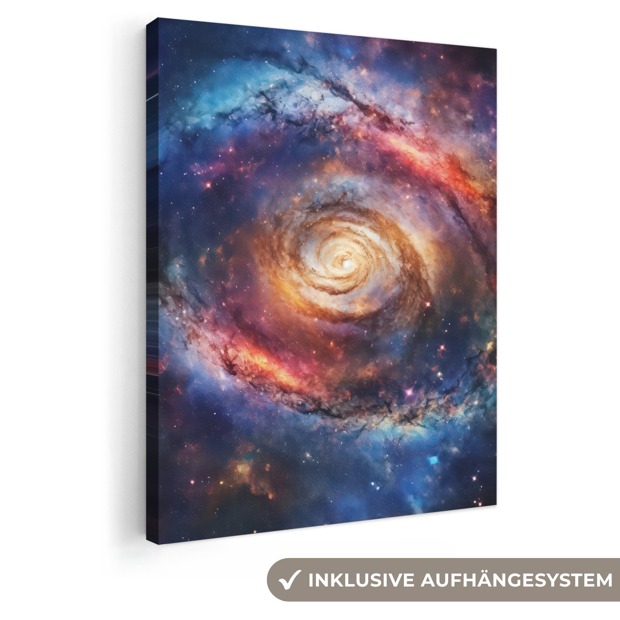 OneMillionCanvasses® Leinwandbild Milchstraße - Neon - Sternenhimmel - Weltraum, Fotodruck (1 St), Gaming Bilder, Wandbild Gamingzimmer, Deko Wandbilder Gamer 30x40 cm