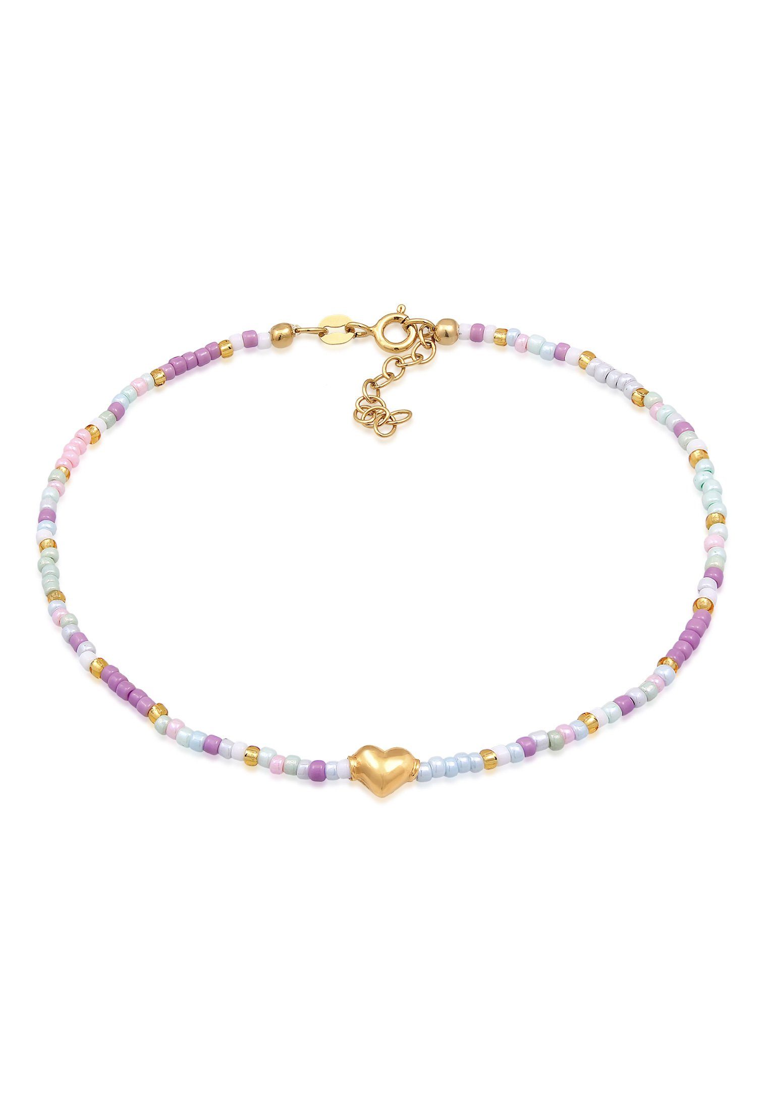 Beads Fußkette Elli 925 Style Sommer Herz Silber vergoldet Glas