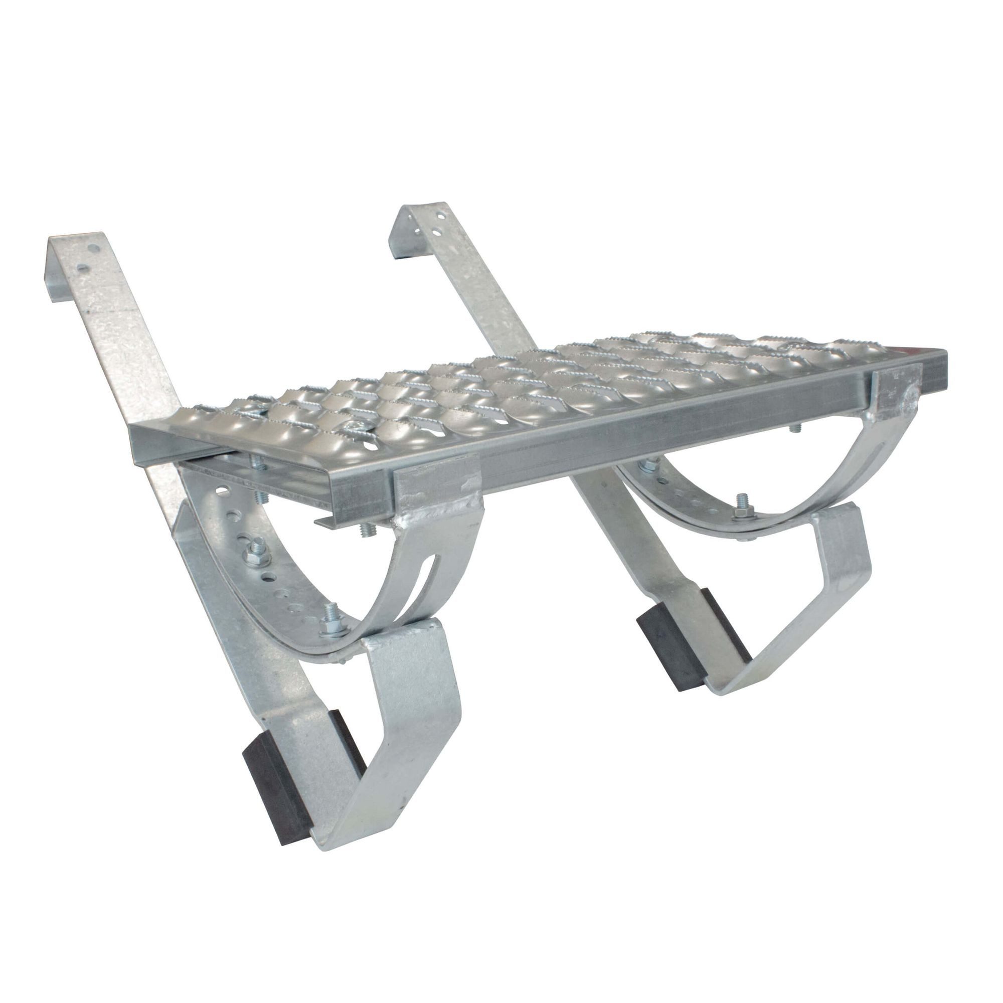DAPRONA Trittleiter Laufrost Set für flache Dachziegel (40cm, Silber, Dachtritte für Schornsteinfeger), inkl. Montagematerial für sichere Dachbegehung