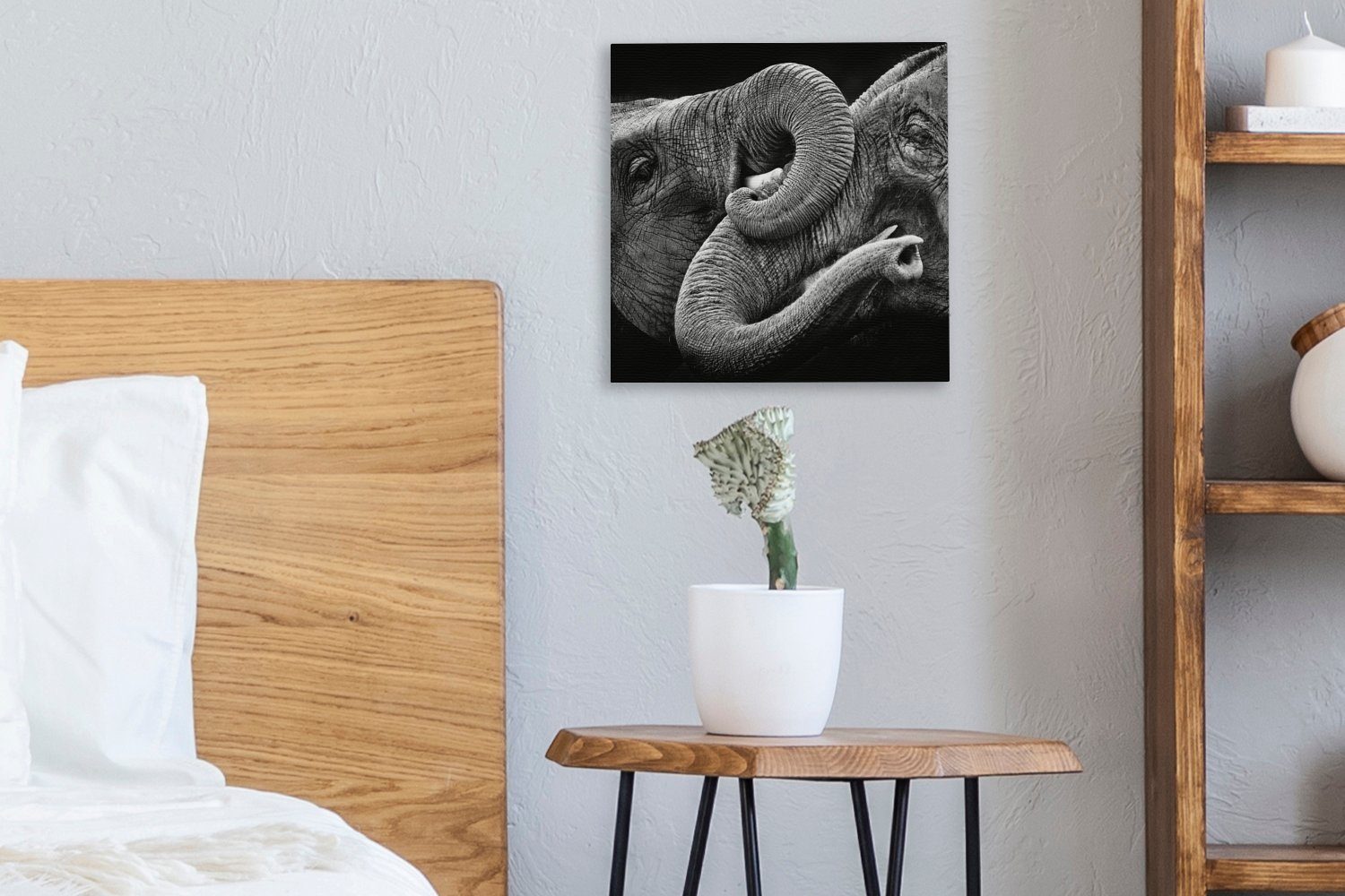 für Tier Bilder OneMillionCanvasses® Wohnzimmer Leinwand - - (1 bunt St), Leinwandbild Elefant Rüssel, Schlafzimmer