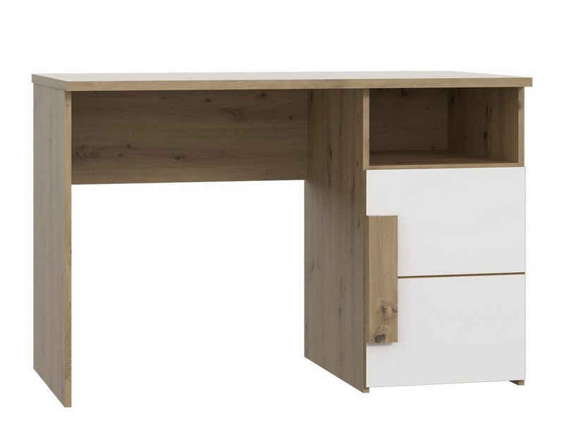 expendio Schreibtisch Aachen 10, Artisan Eiche / weiß 111x76x60 cm mit integriertem Regalschrank