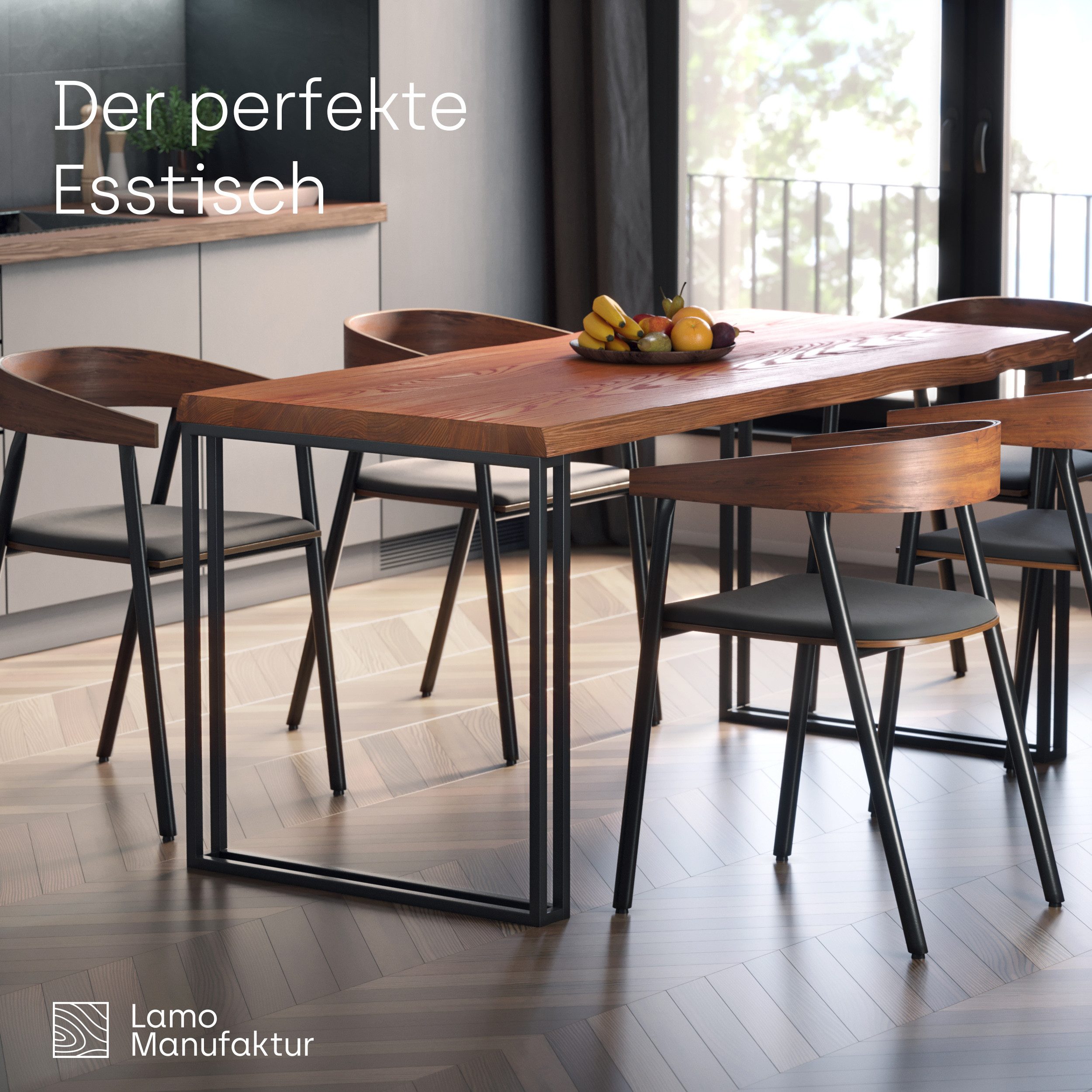 LAMO Manufaktur Baumkantentisch Frame Esstisch Massivholz günstig online kaufen