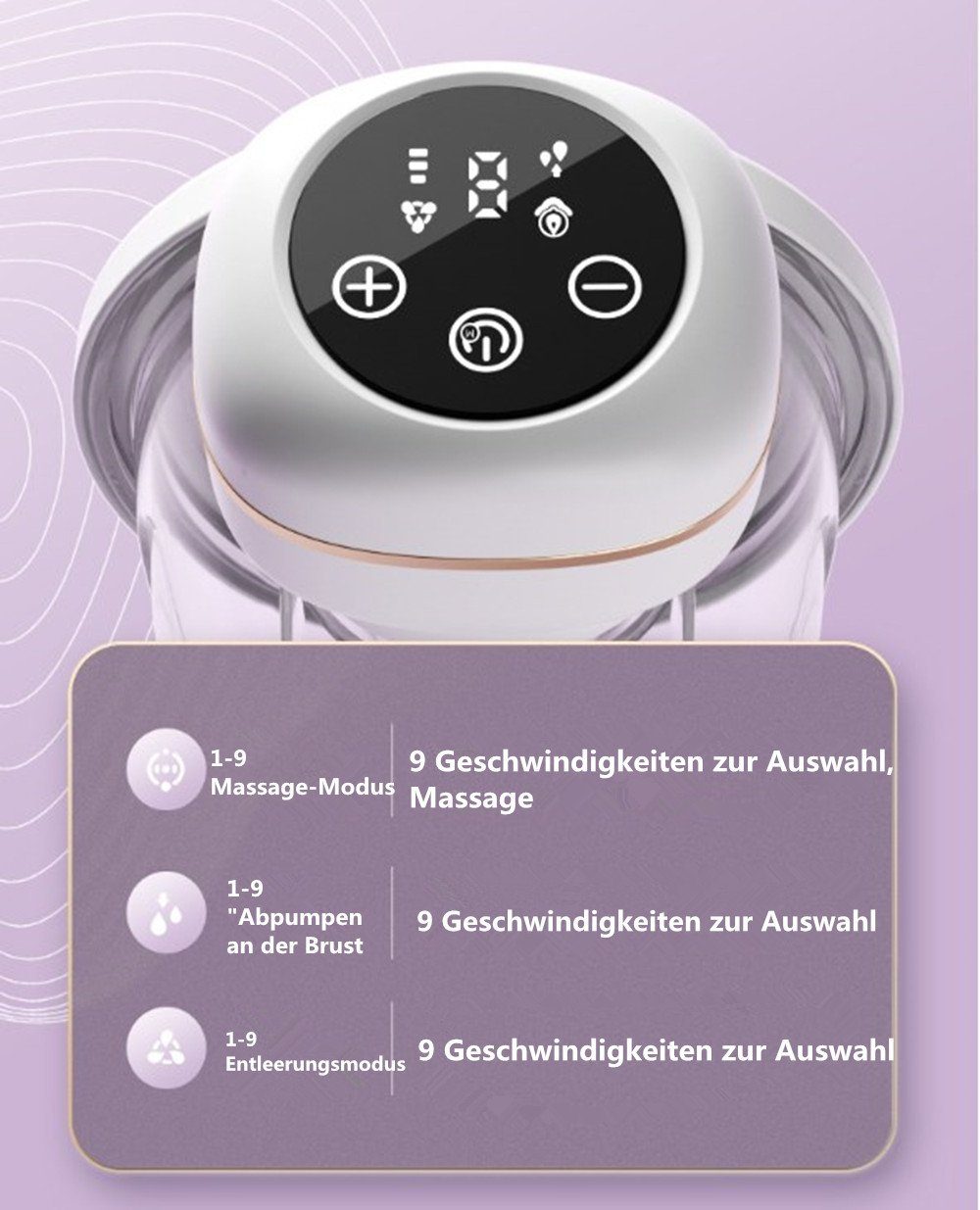 XDeer Elektrische Milchpumpe Milchpumpe Modi Stufen, mit 3 und pink Milchpumpe frei, Stück Elektrisch,Milchpumpe 27 Massage Tragbare 1/2 Haende LCD 2-tlg