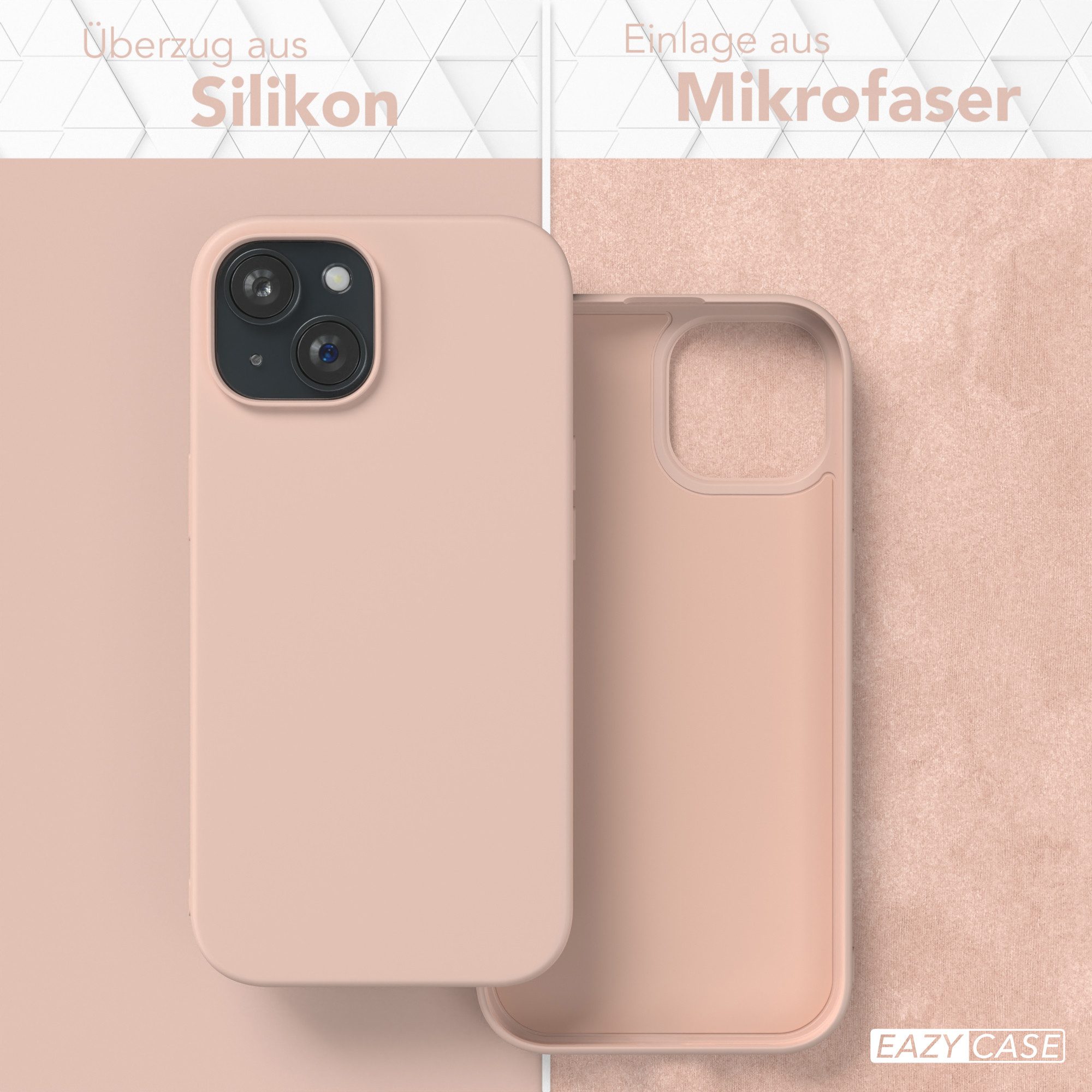 EAZY CASE Handyhülle für Apple iPhone 15 Hülle Silikon 6,1 Zoll, Silikon Schutzhülle mit Kameraschutz kratzfest bumper Rosa Altrosa