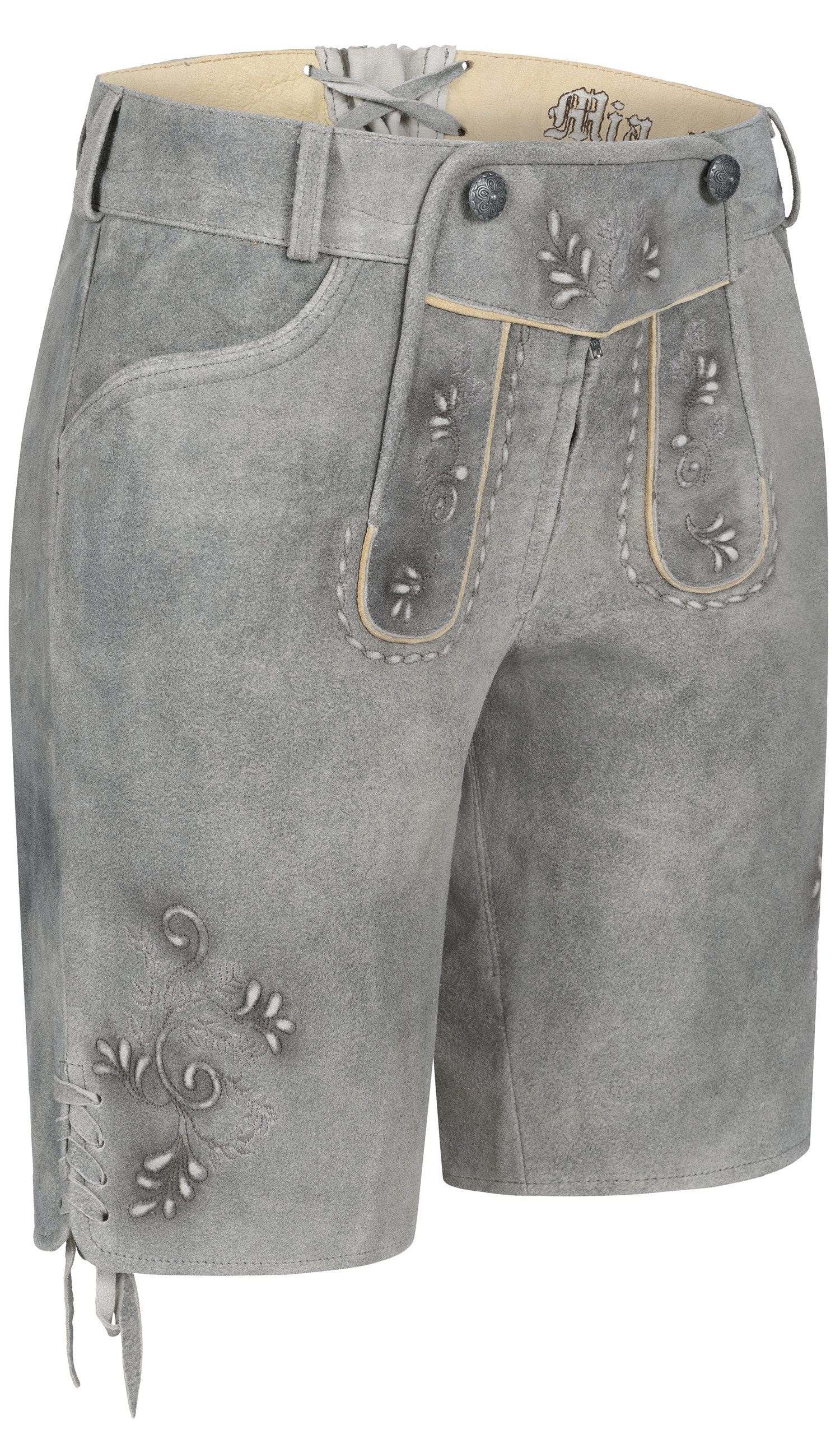 Nübler Trachtenlederhose Lederhose Victoria-W London Fog in Hellgrau von Nübler