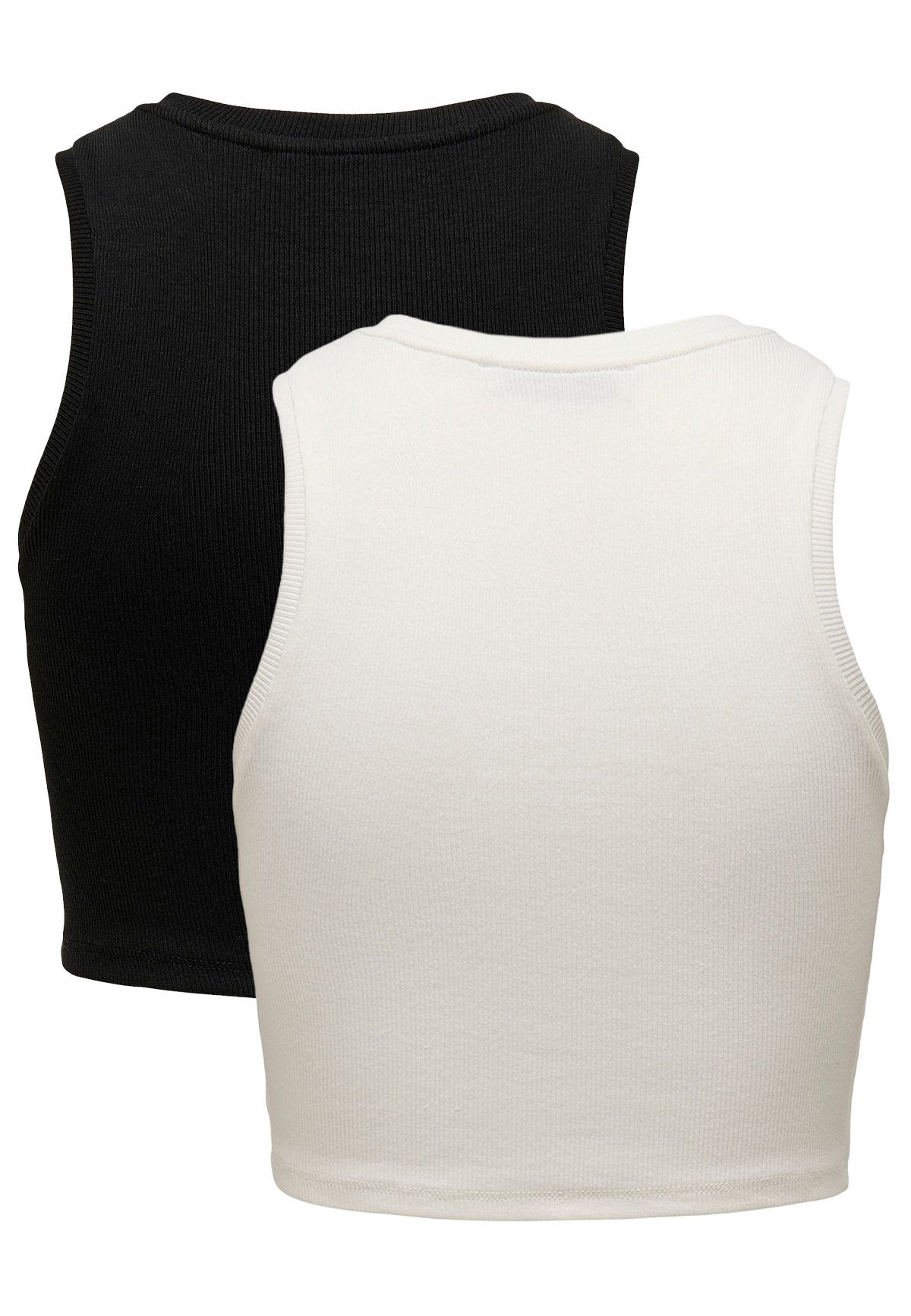 ONLY Shirttop Cropped Tank 2-er Stück Pack Kurzes Basic Set ONLVILMA für Damen (2-tlg) ONLVILMA S/L CROPPED TANK TOP JRS NOOS