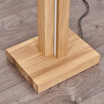 hofstein Stehlampe dimmbare Stehlampe aus Holz/Kunststoff in Natur/Weiß, LED fest integriert, 3000 Kelvin, mit Tastdimmer und Fußschalter, Höhe 156cm, 37,5 Watt, 3500 Lumen