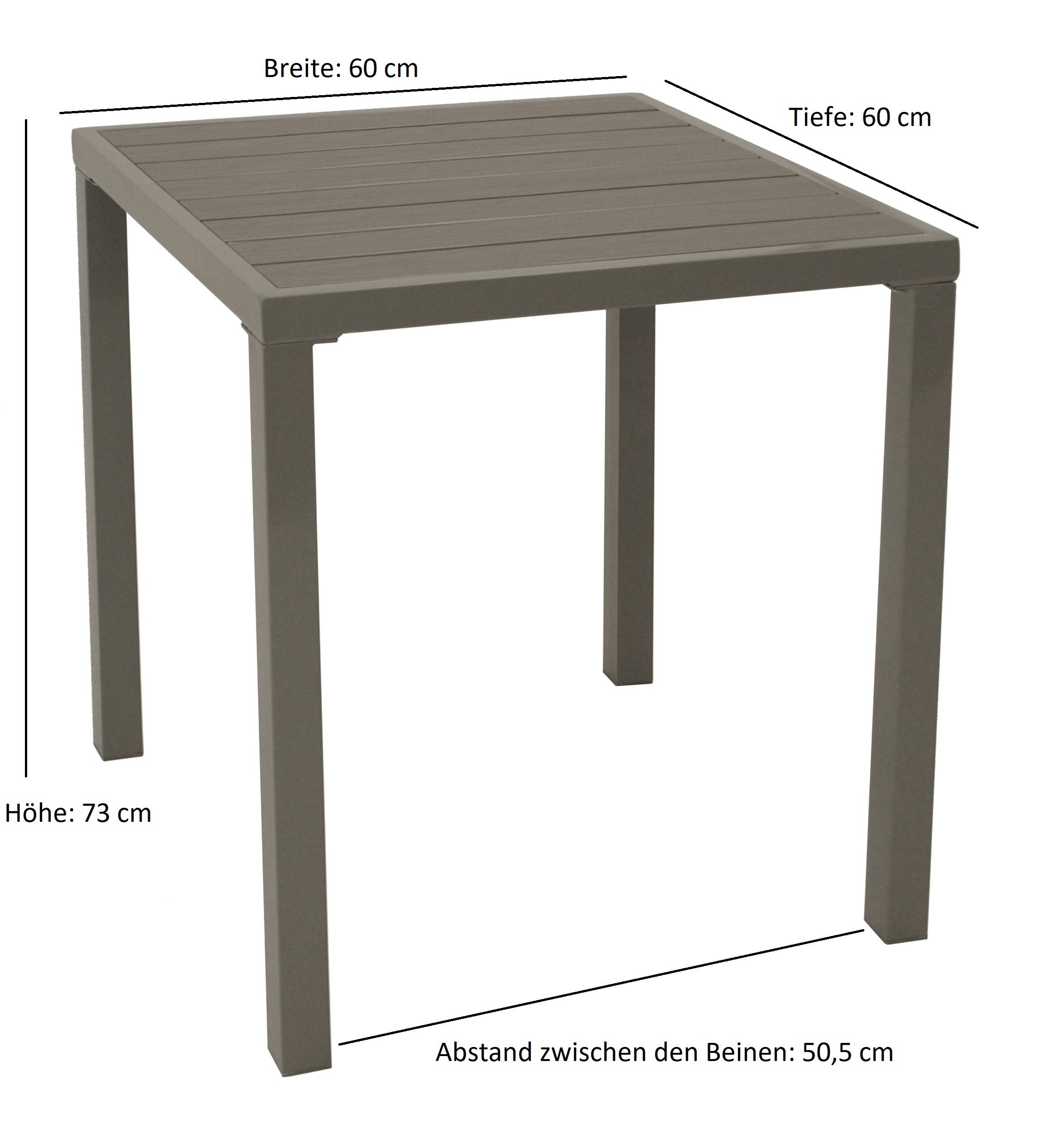 DEGAMO Bistrotisch VARENNA (1-St), 60x60cm, Metall silbergrau, Tischplatte Kunstholz grau – Bild 5 von 5