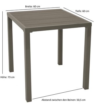 DEGAMO Bistrotisch VARENNA (1-St), 60x60cm, Metall silbergrau, Tischplatte Kunstholz grau
