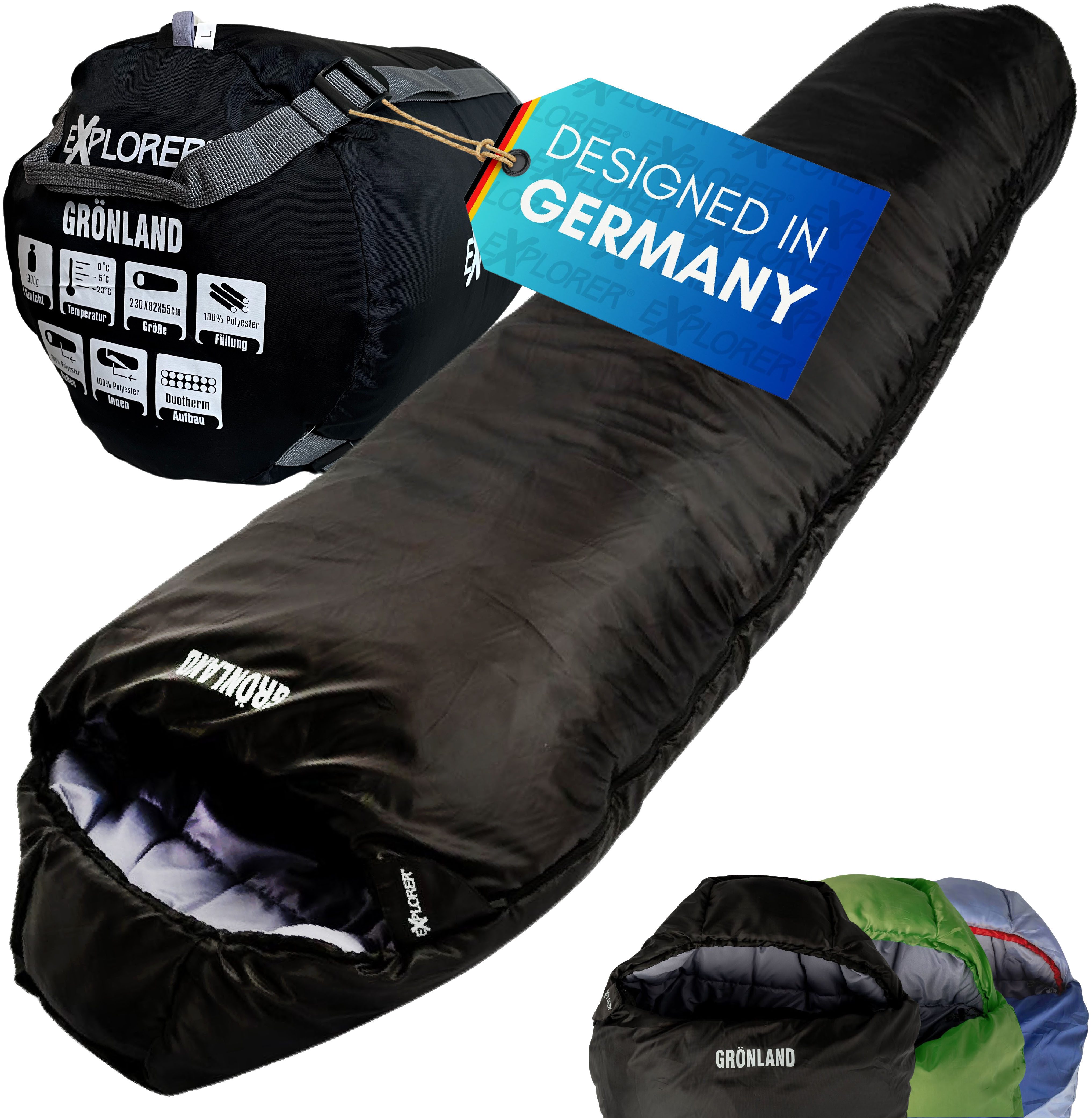 EXPLORER Mumienschlafsack Grönland Camping Schlafsack 230x82x55cm günstig online kaufen