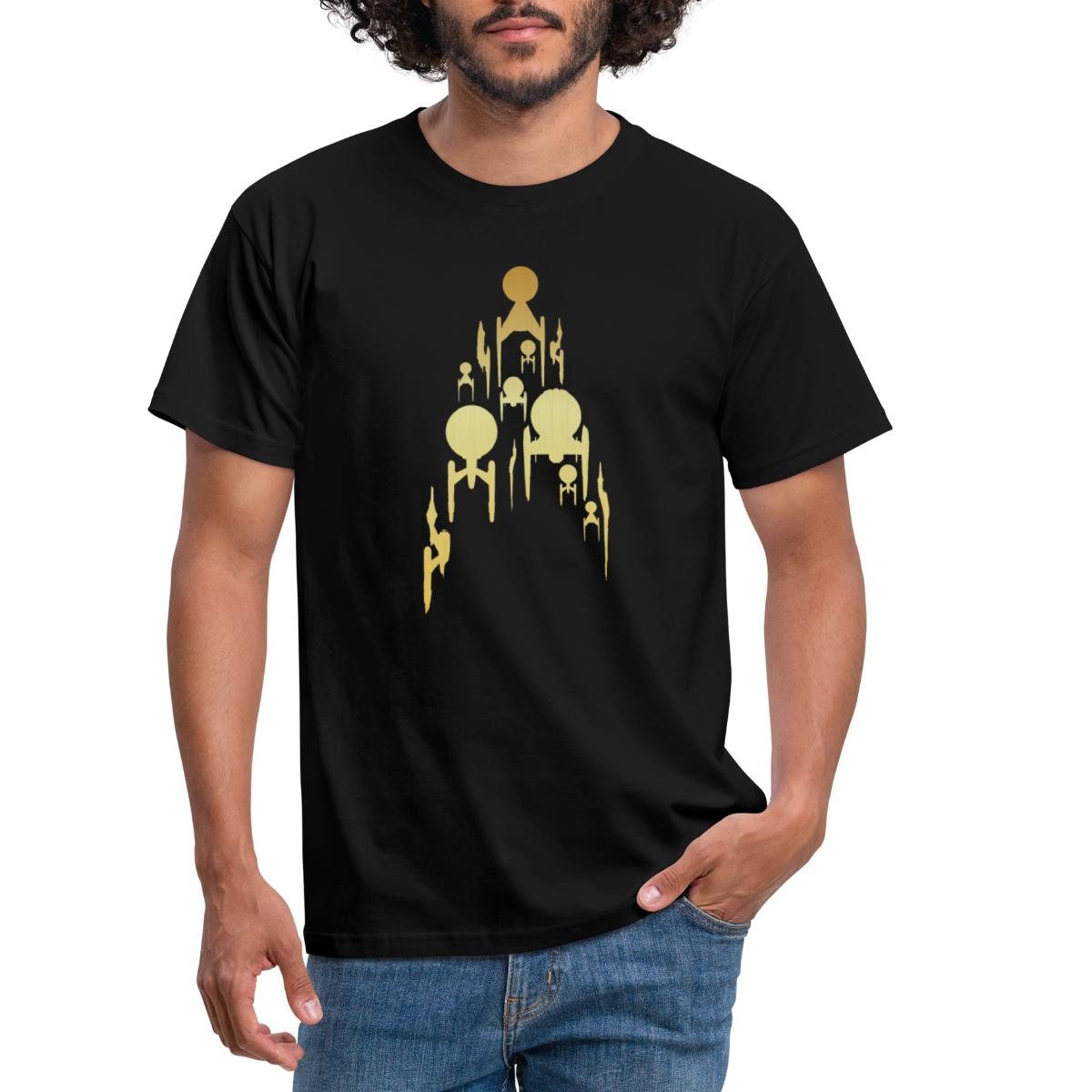 Spreadshirt T-Shirt Star Trek Discovery Gold Raumschiff Männer T-Shirt (1-tlg)