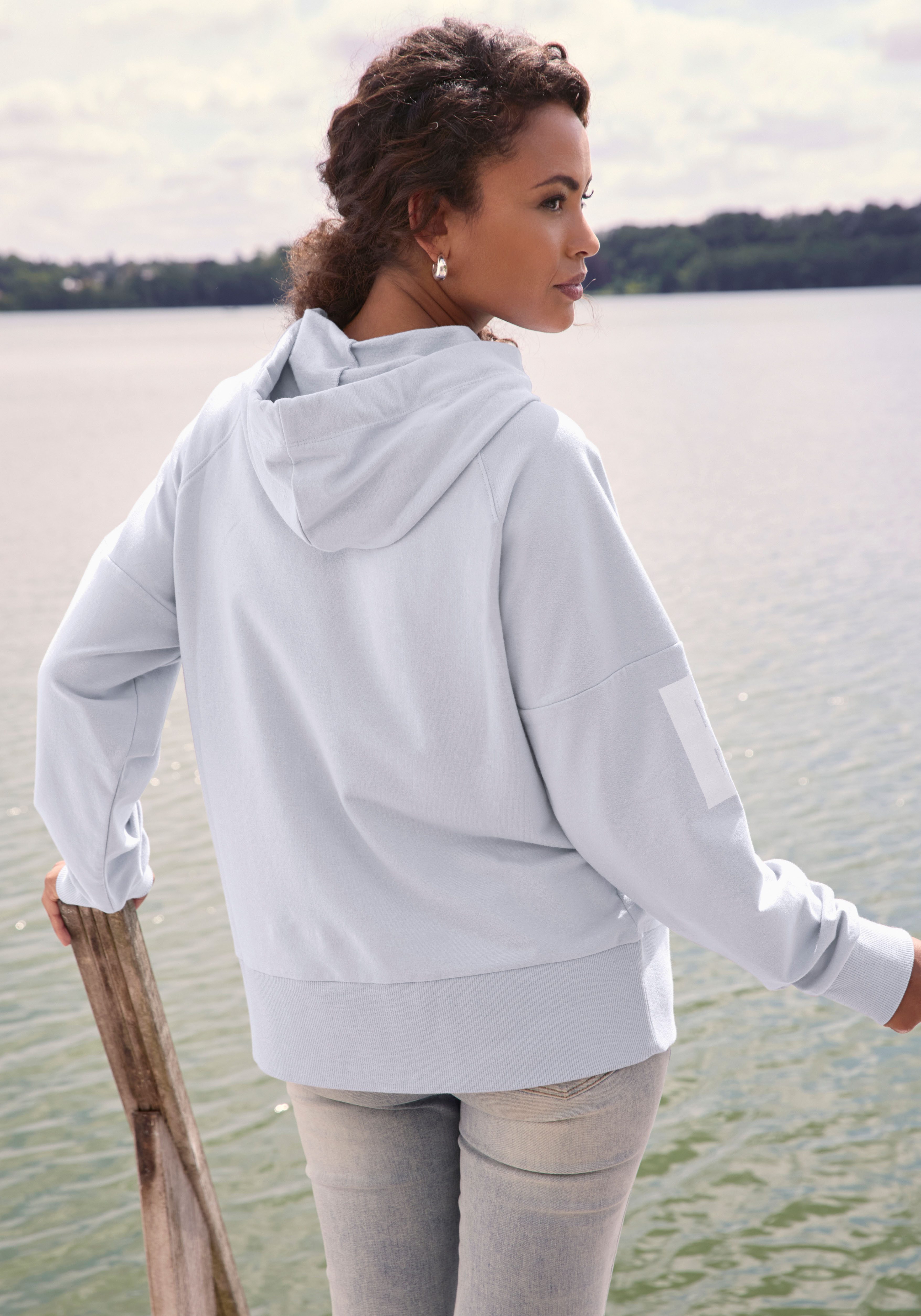 Elbsand Kapuzensweatshirt Seldis mit großem Logodruck vorne, bequemer Hoodie aus Baumwolle