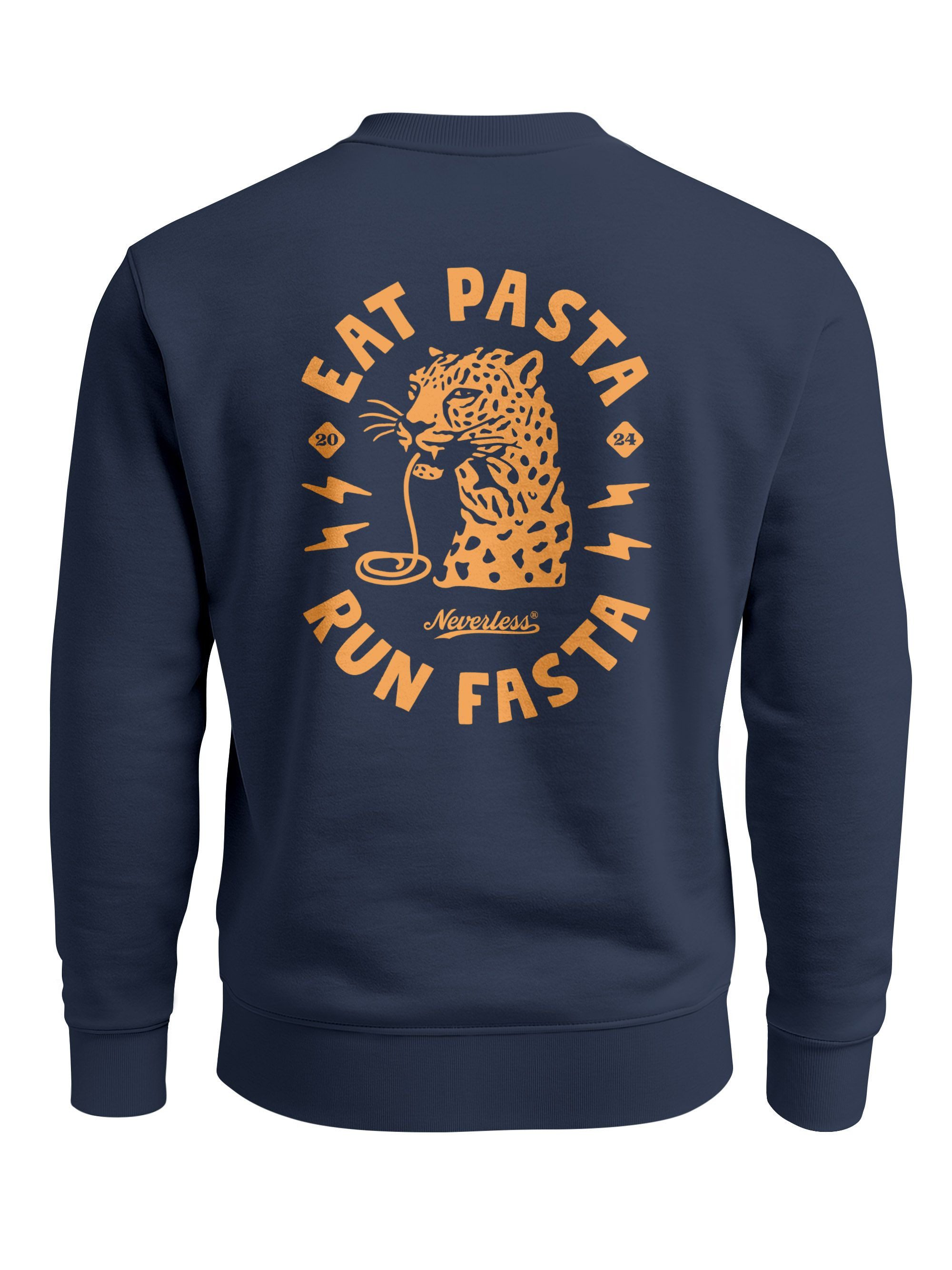 Neverless Sweatshirt Sweatshirt Herren Pullover mit Backprint Eat Pasta Run günstig online kaufen