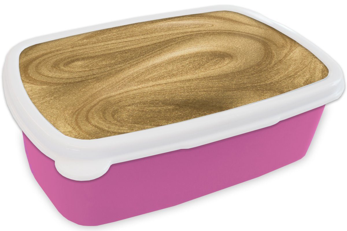 - Lunchbox für Snackbox, Kunststoff, Erwachsene, Kinder, Mädchen, rosa Brotdose Glitzer MuchoWow - Abstrakt Luxus, Kunststoff - (2-tlg), Brotbox Gold